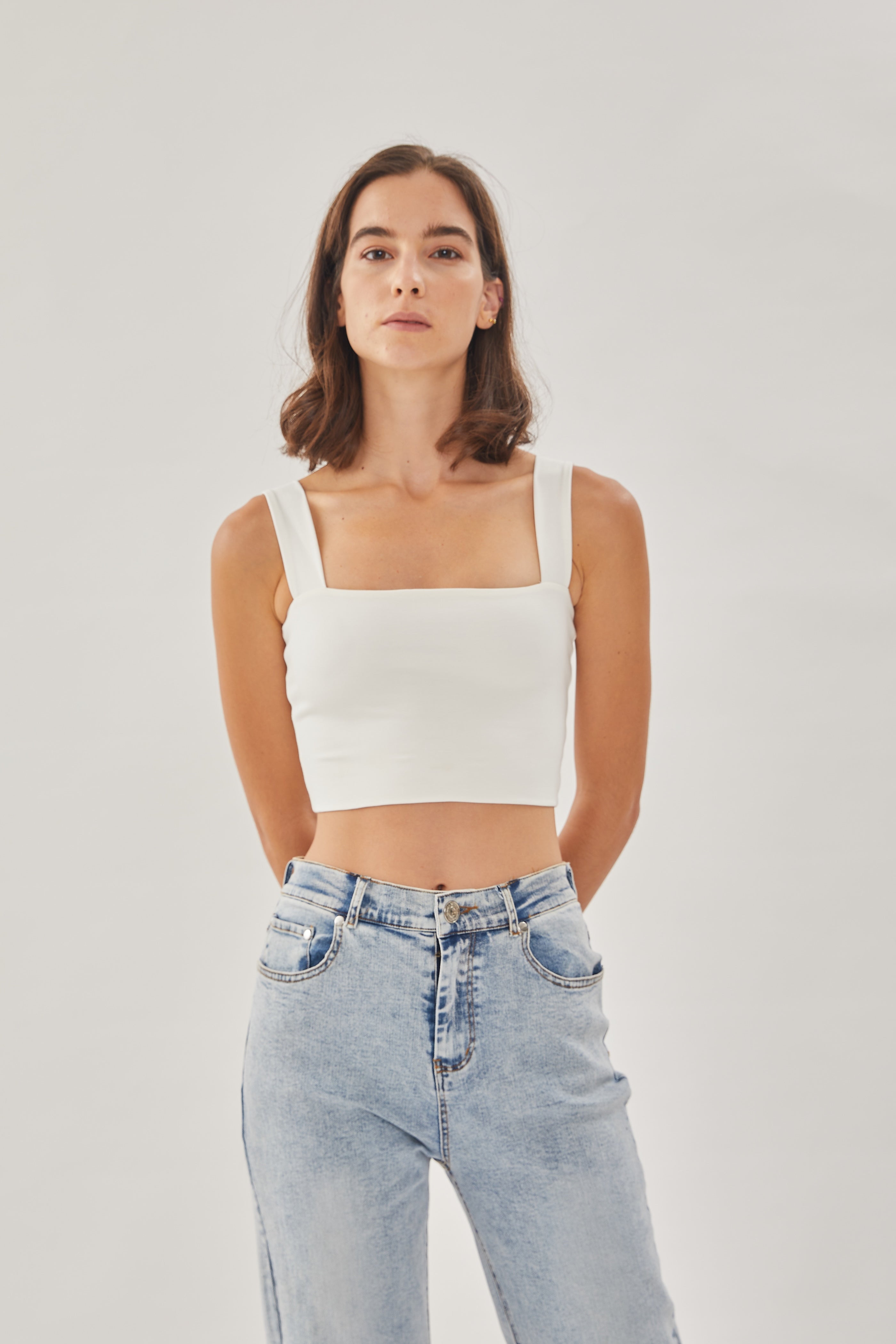 Classic Straight Neck Tank Top in White (Sale)