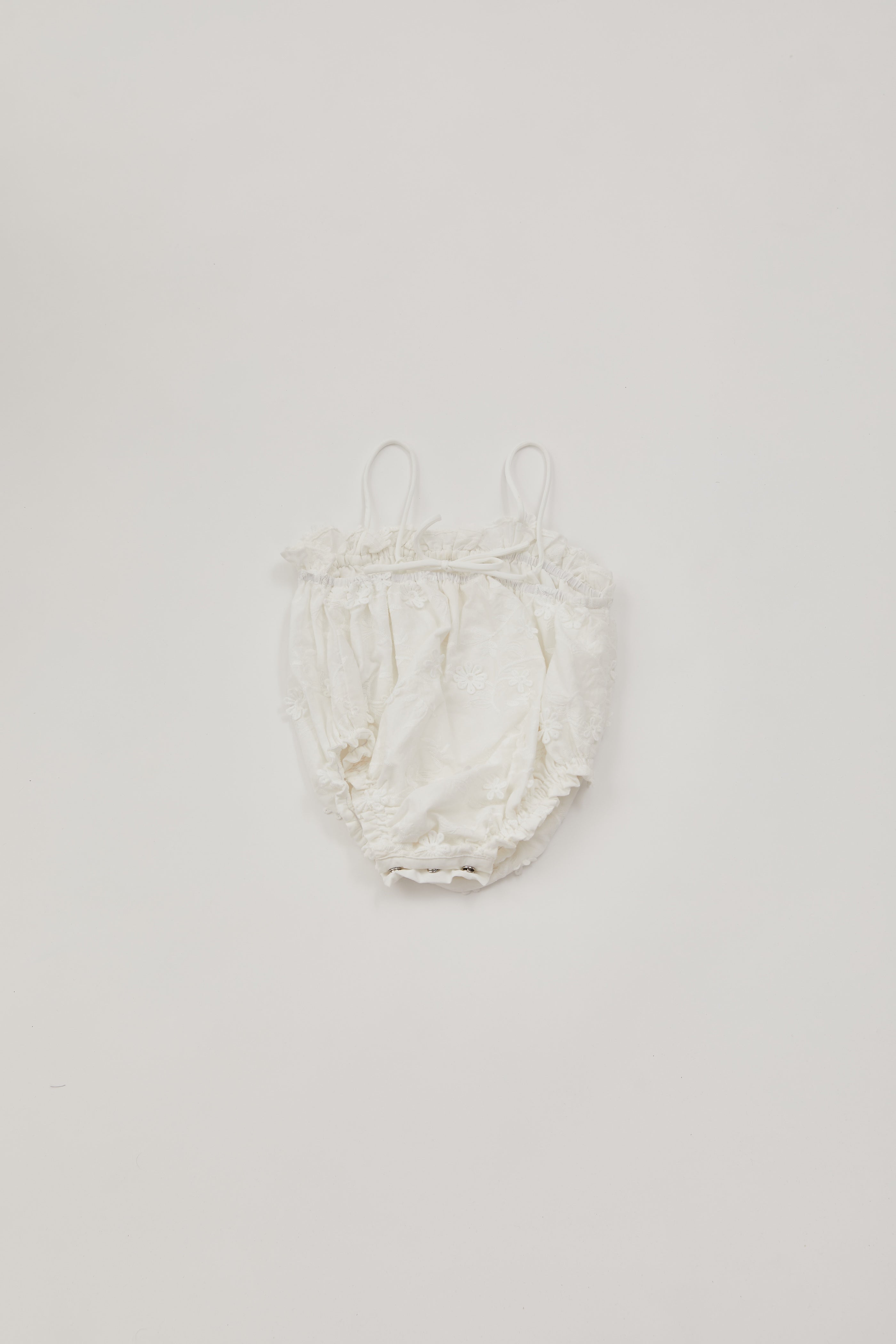 Mini Cotton Floral Romper in White