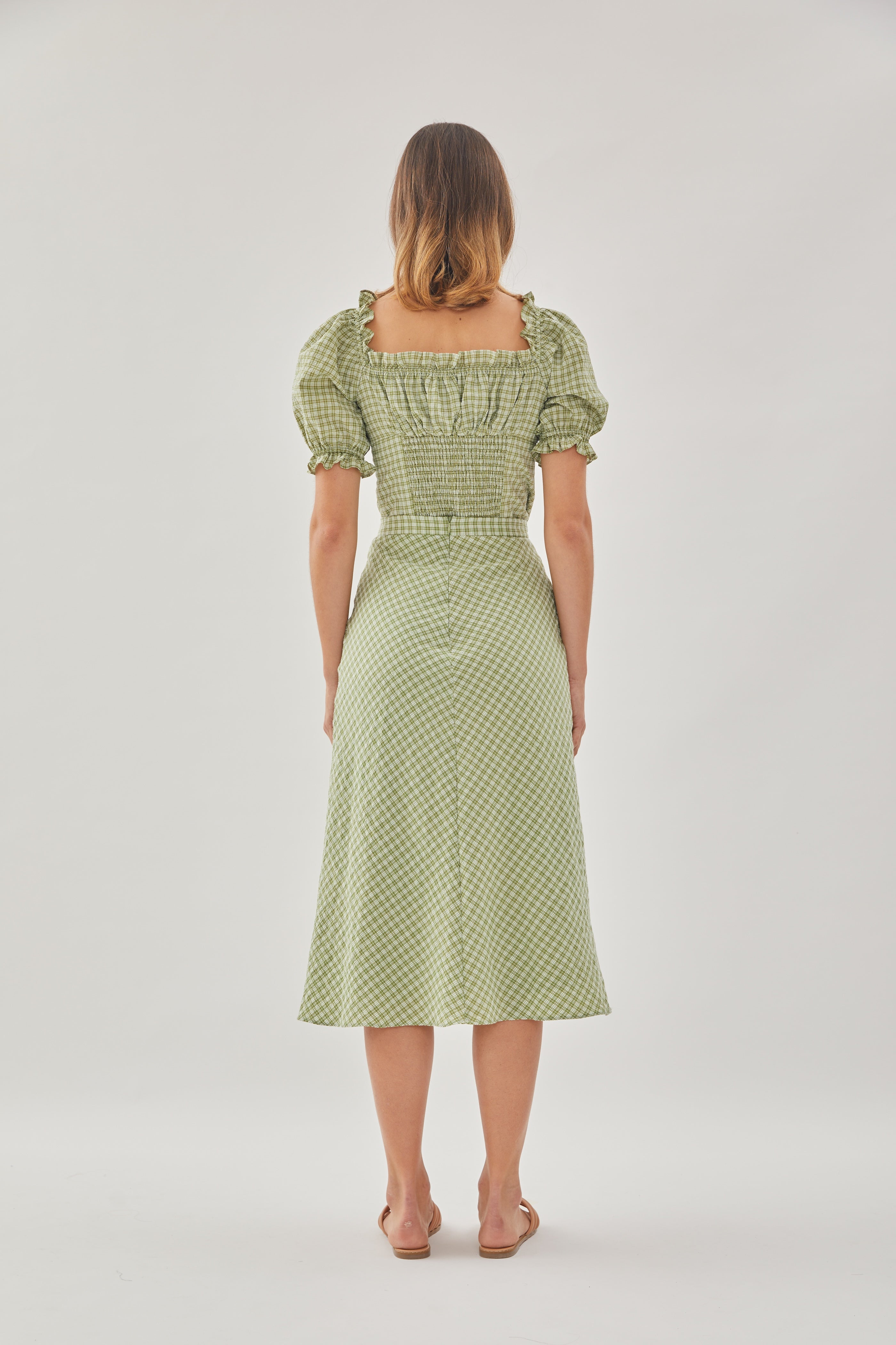Slip Skirt in Gingham Fern