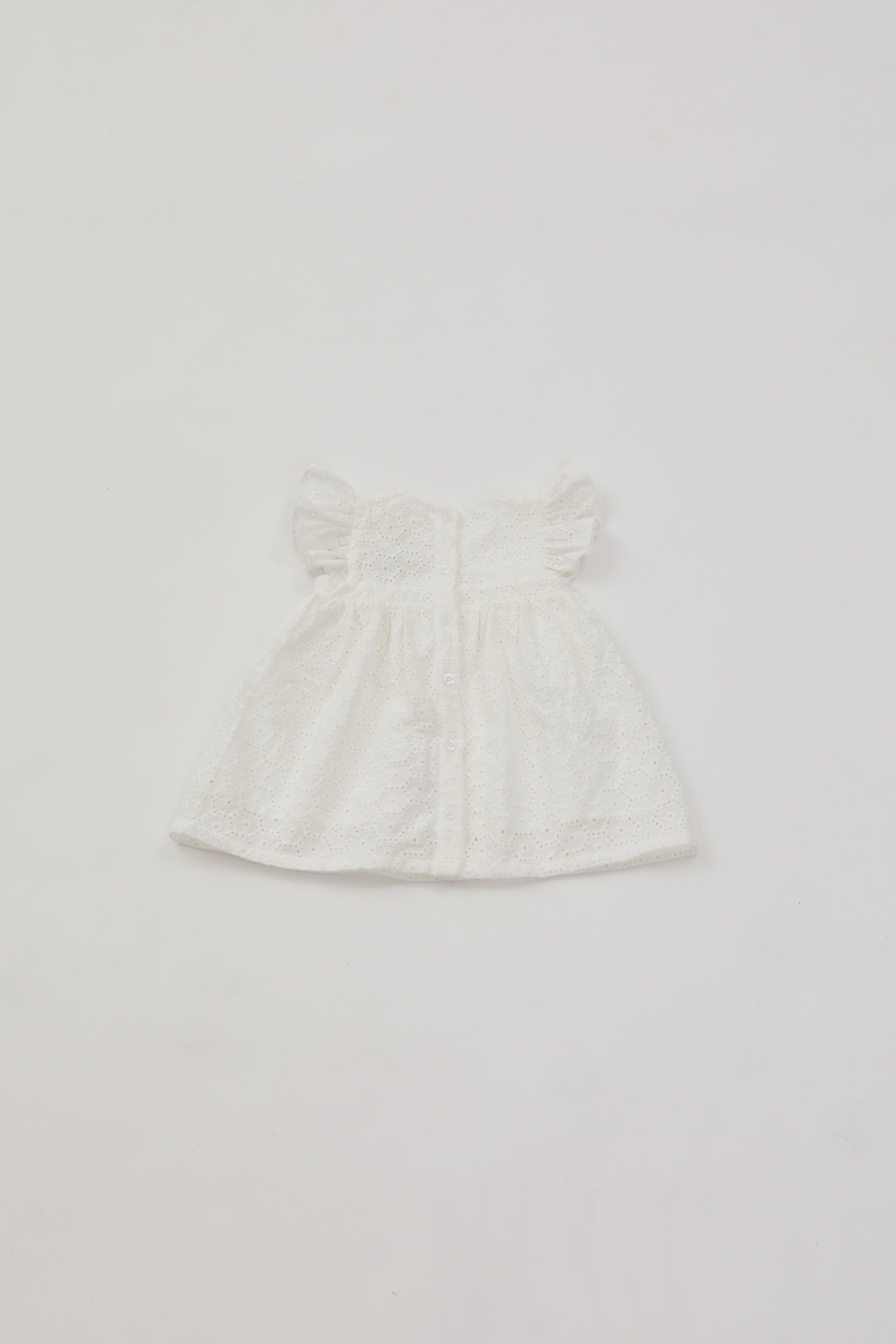 Mini Crochet Dress with Flared Sleeves in White