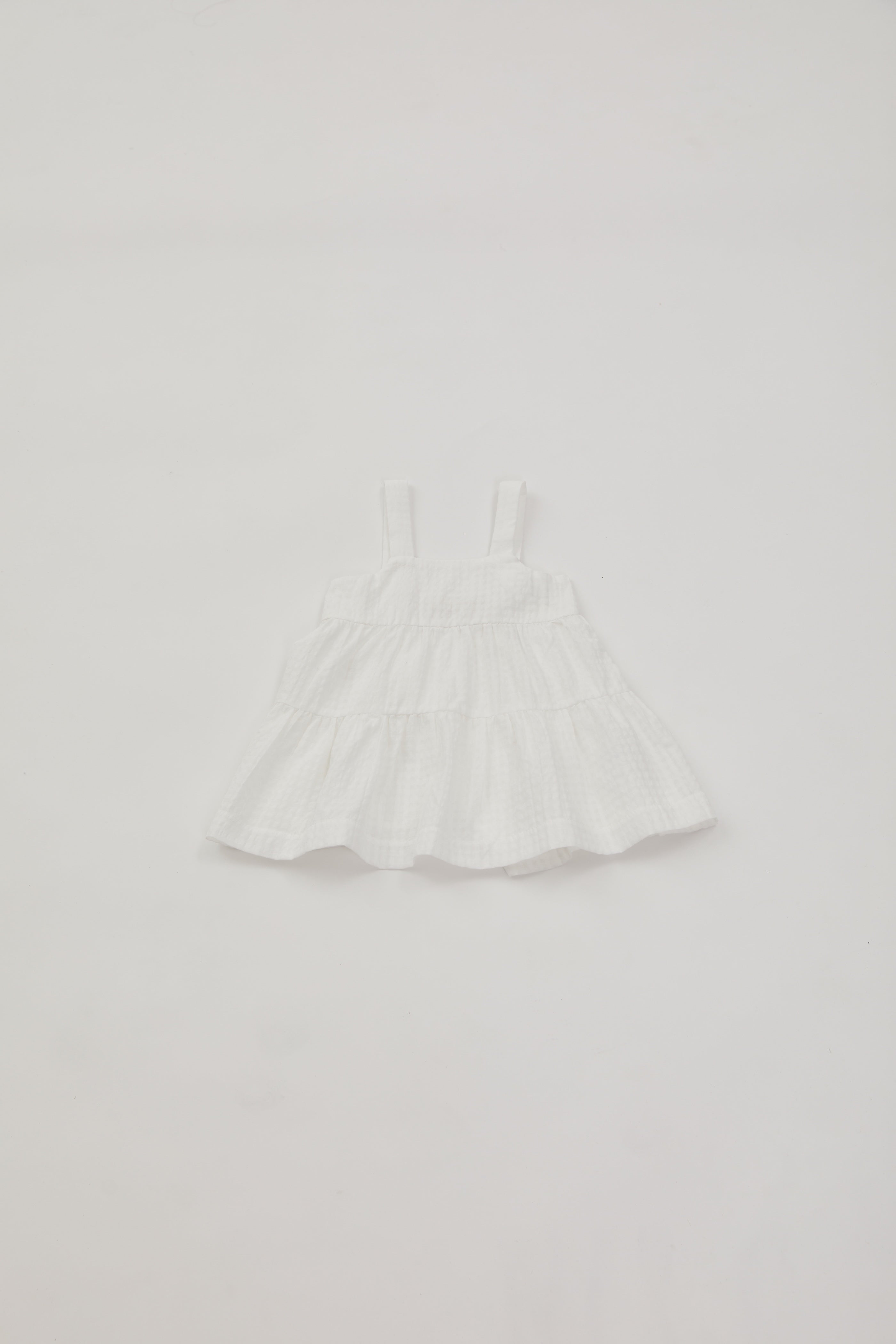 Mini Tiered Dress in Gingham White