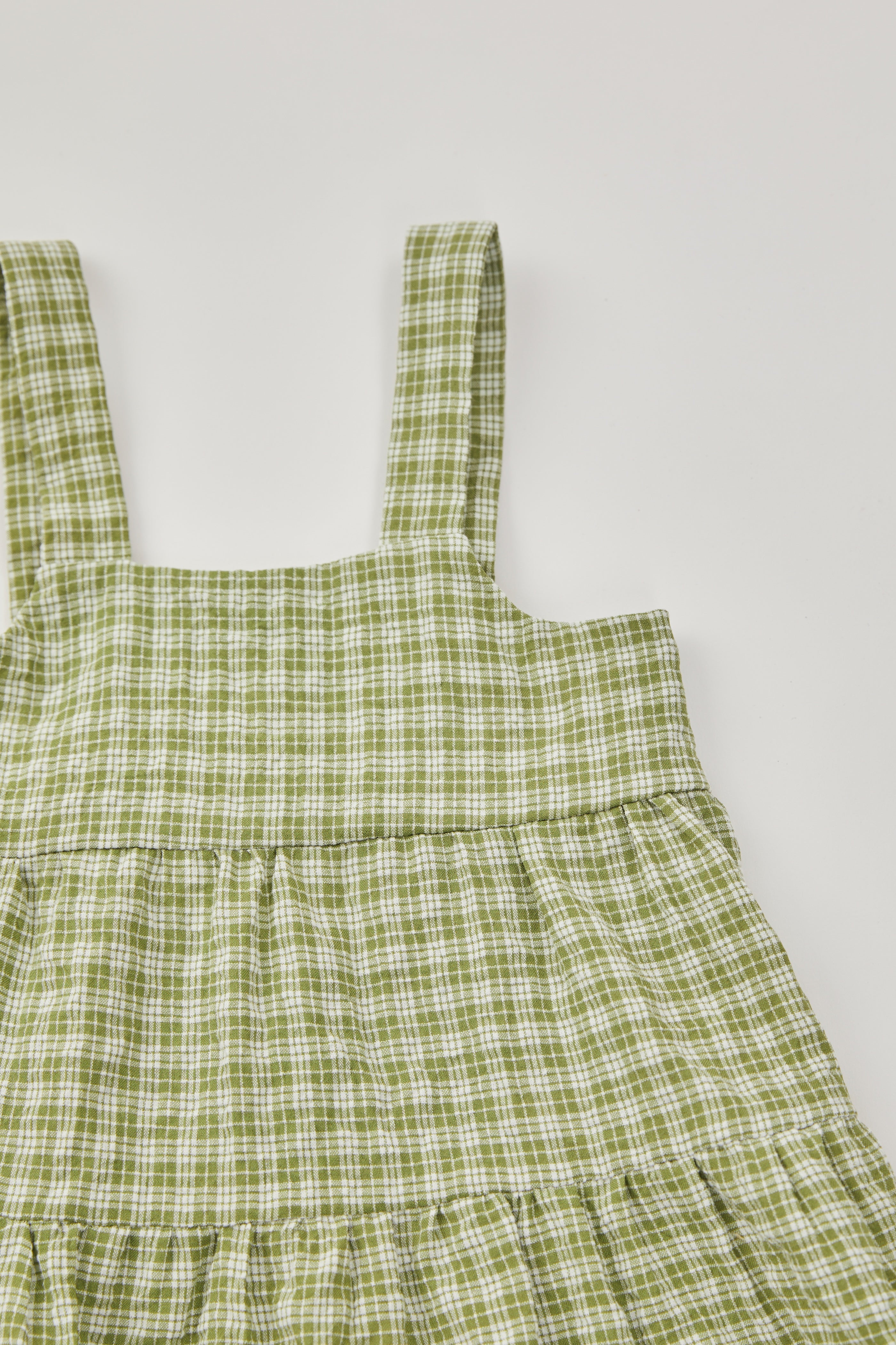 Mini Tiered Dress in Gingham Fern