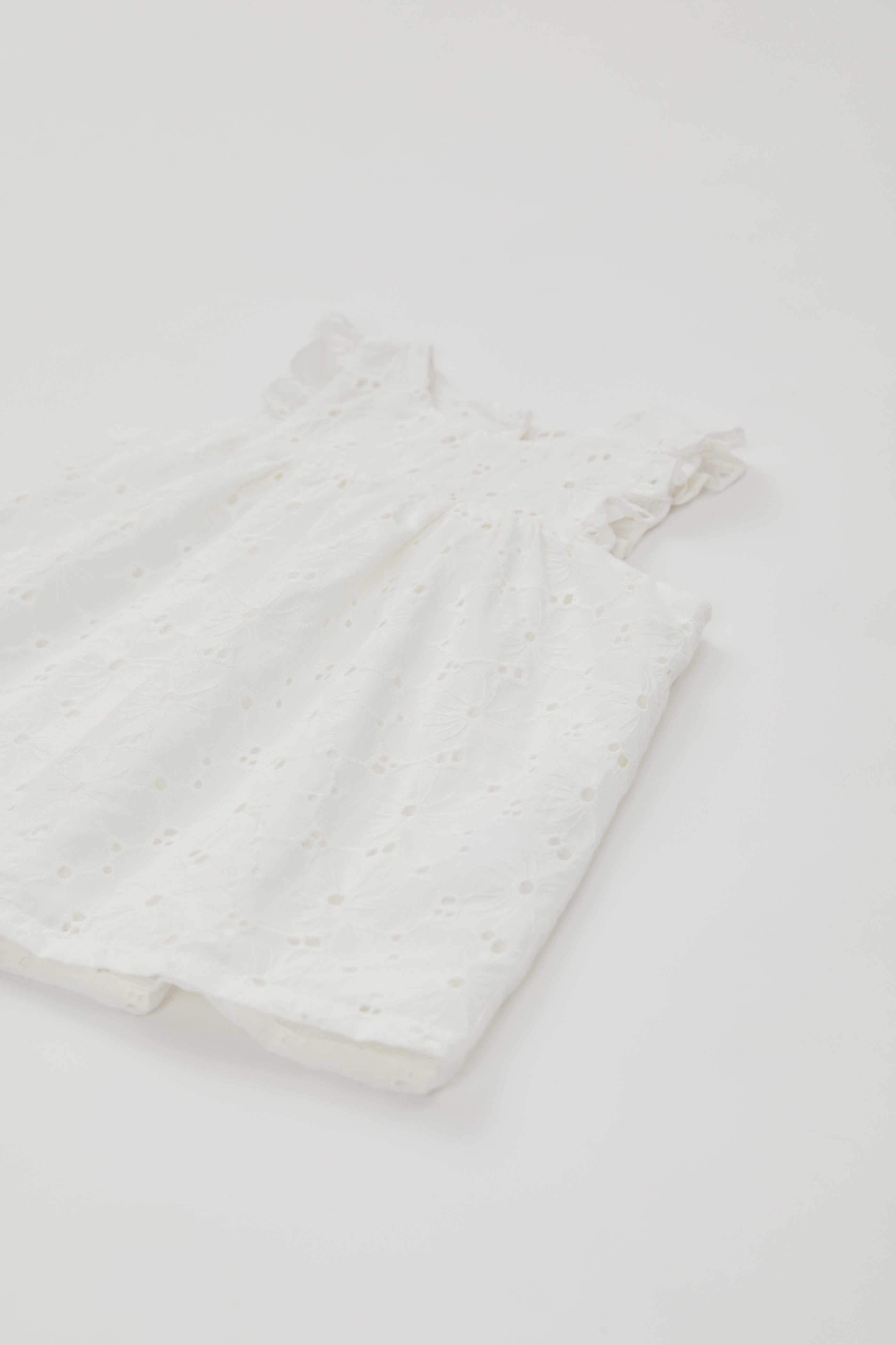 Mini Cotton Floral Frilled Dress in White (Sale)