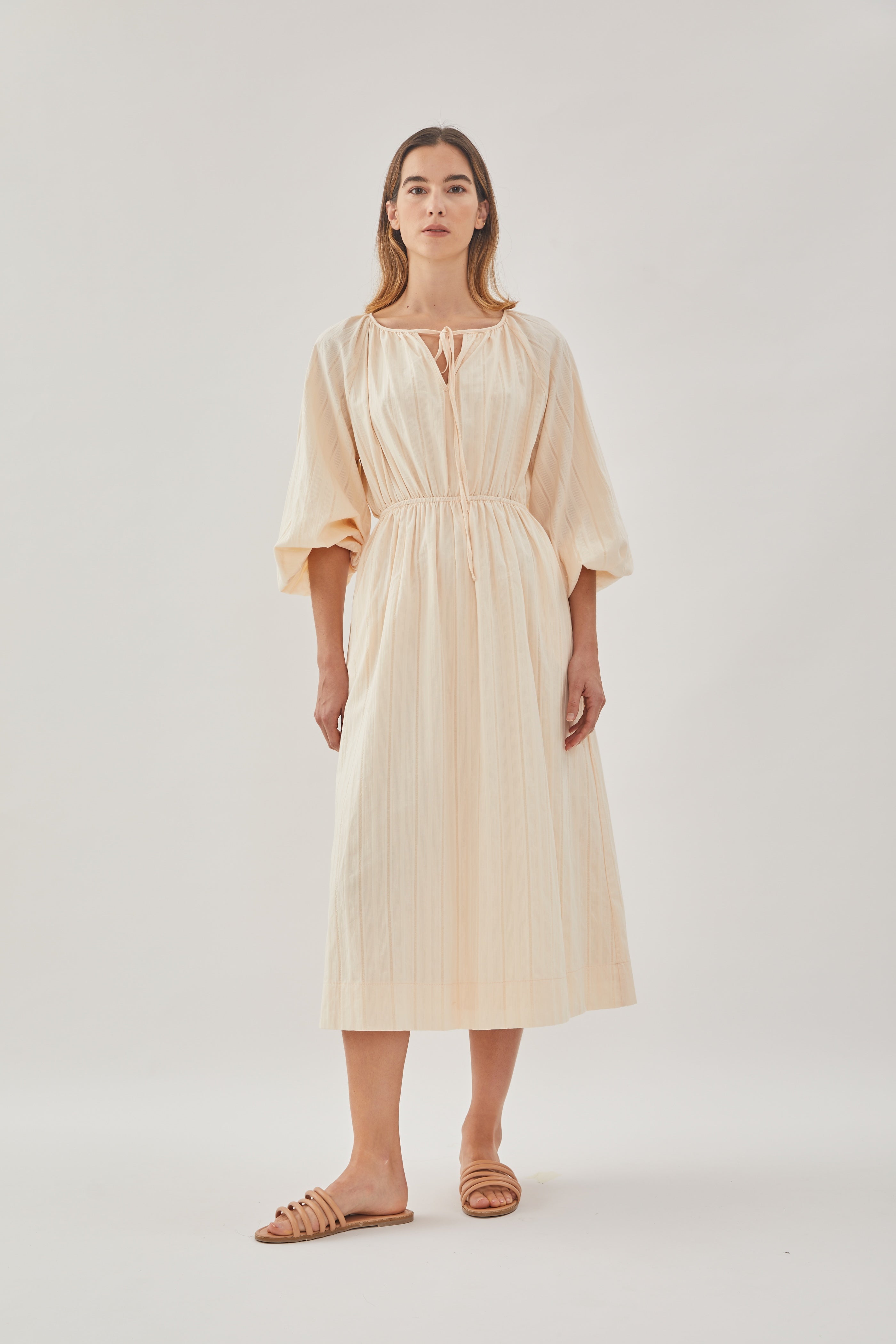 Poplin Midi Dress in Soft Yellow