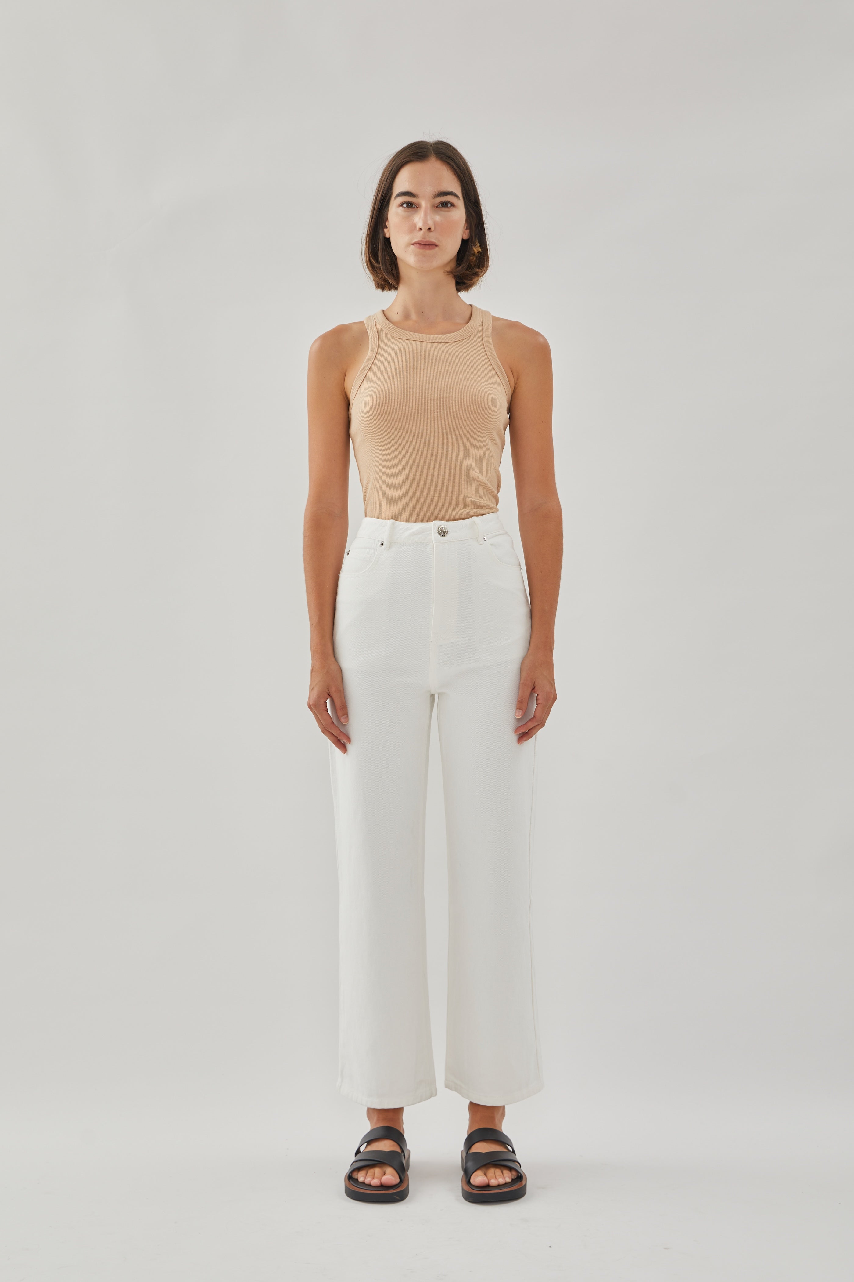 Studios High Rise Straight Cut Jeans in White