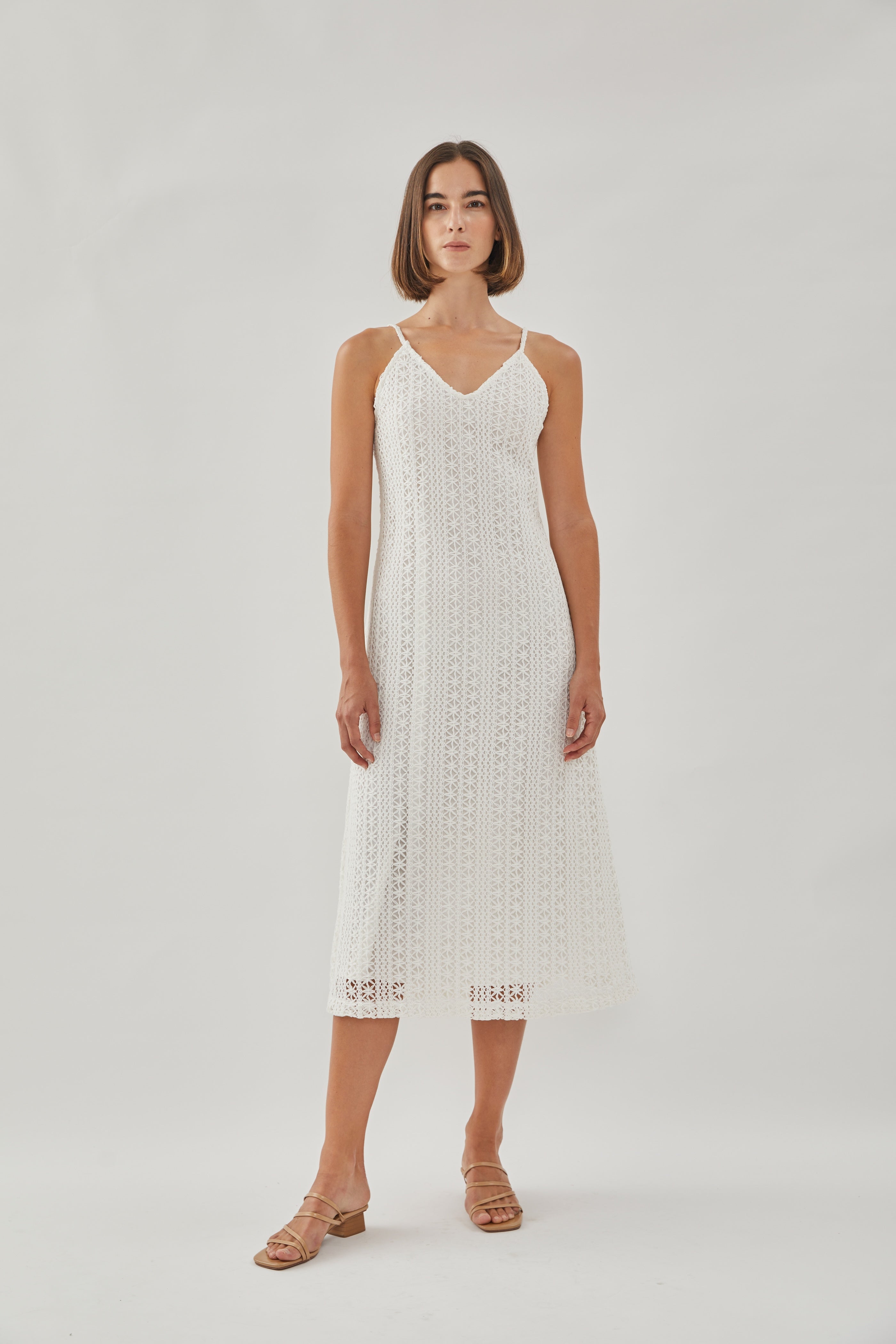 V Neck Crochet Slip Dress