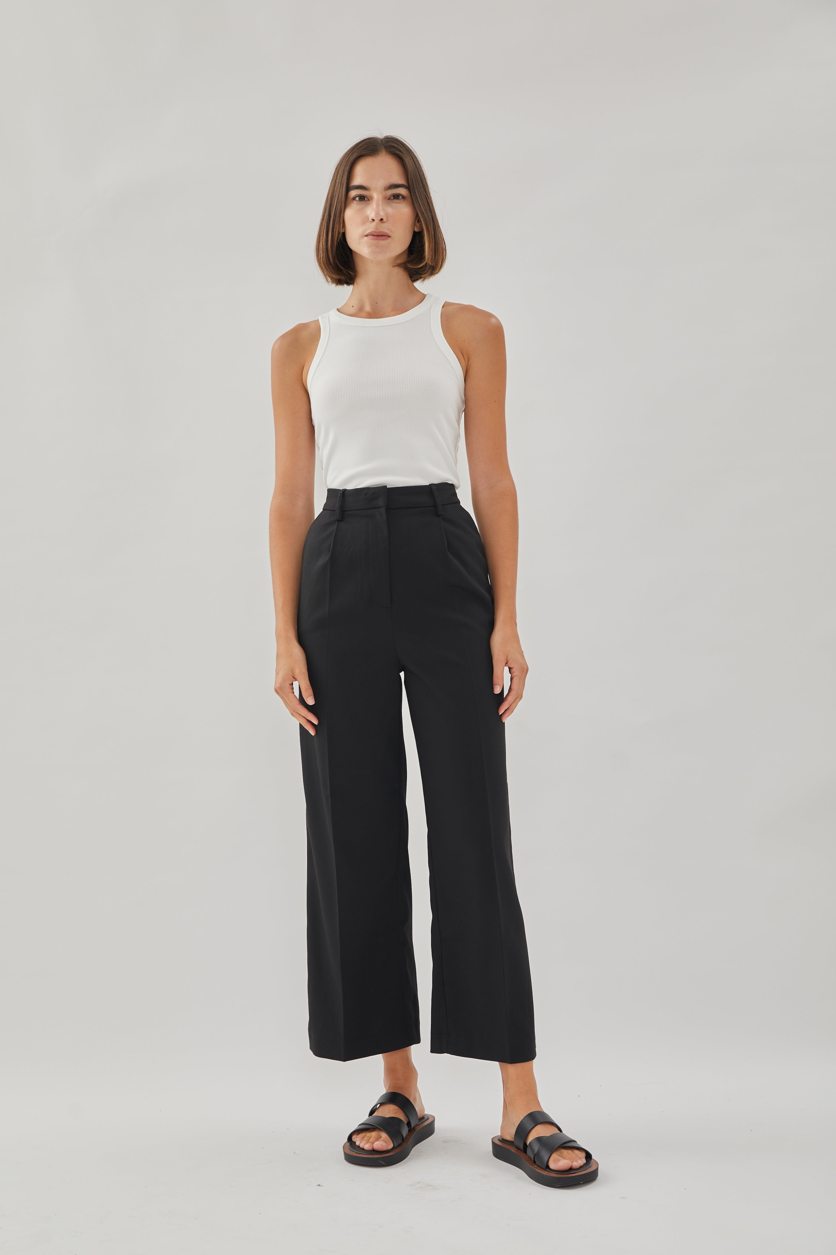 Wide Suit Trousers in Black