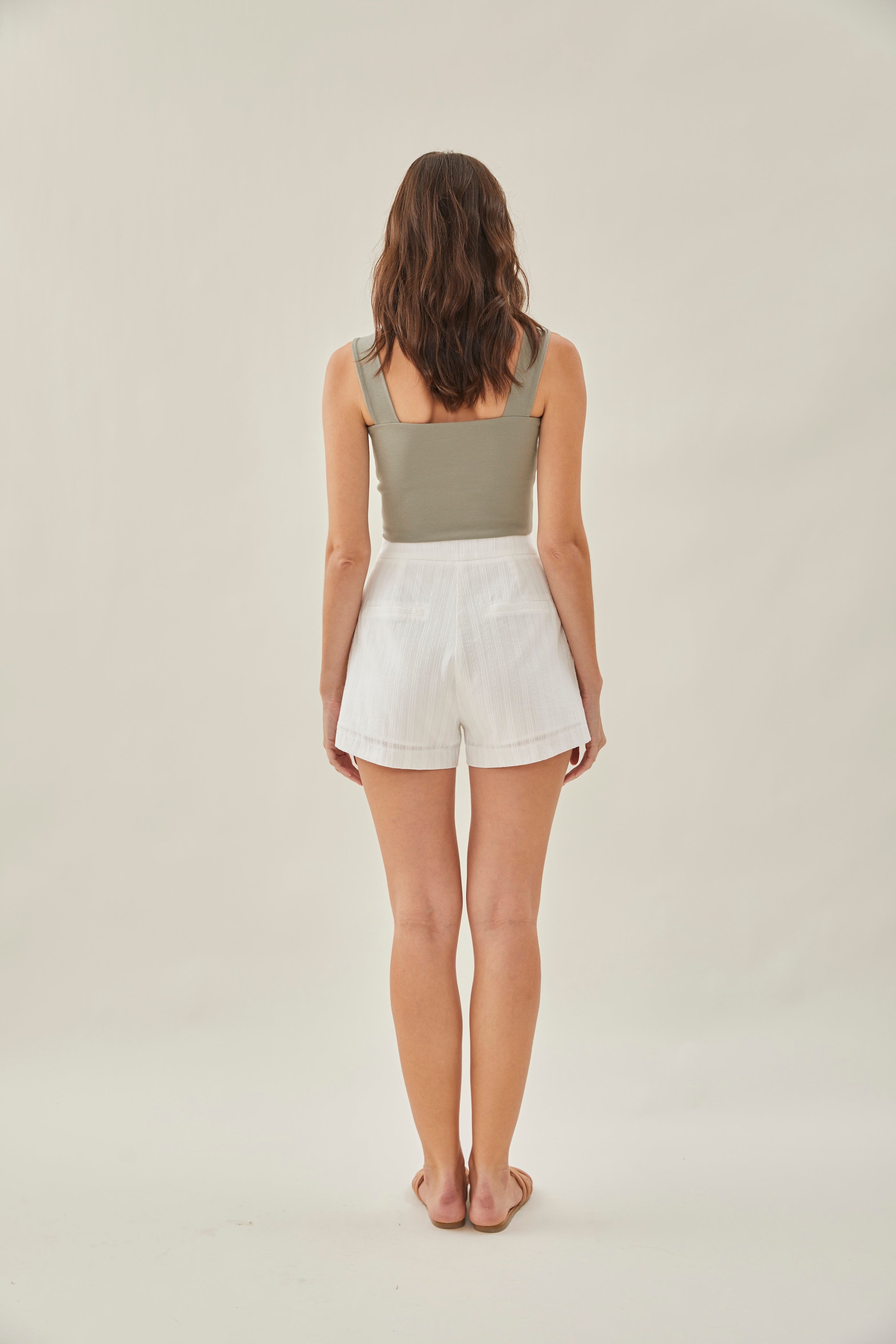 Classic Embroidered Shorts in Textured White
