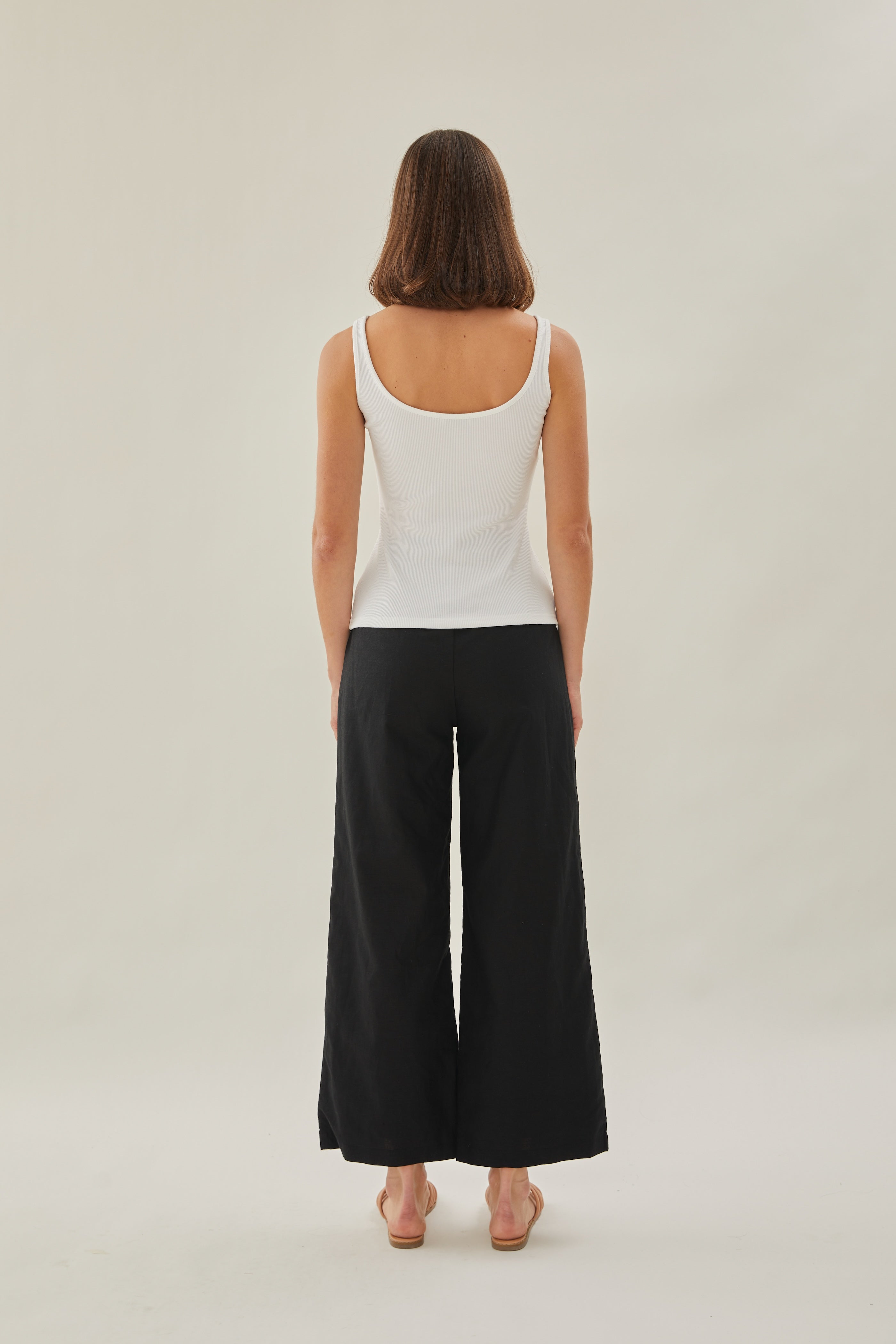 Scoop Ribbed Tank in White