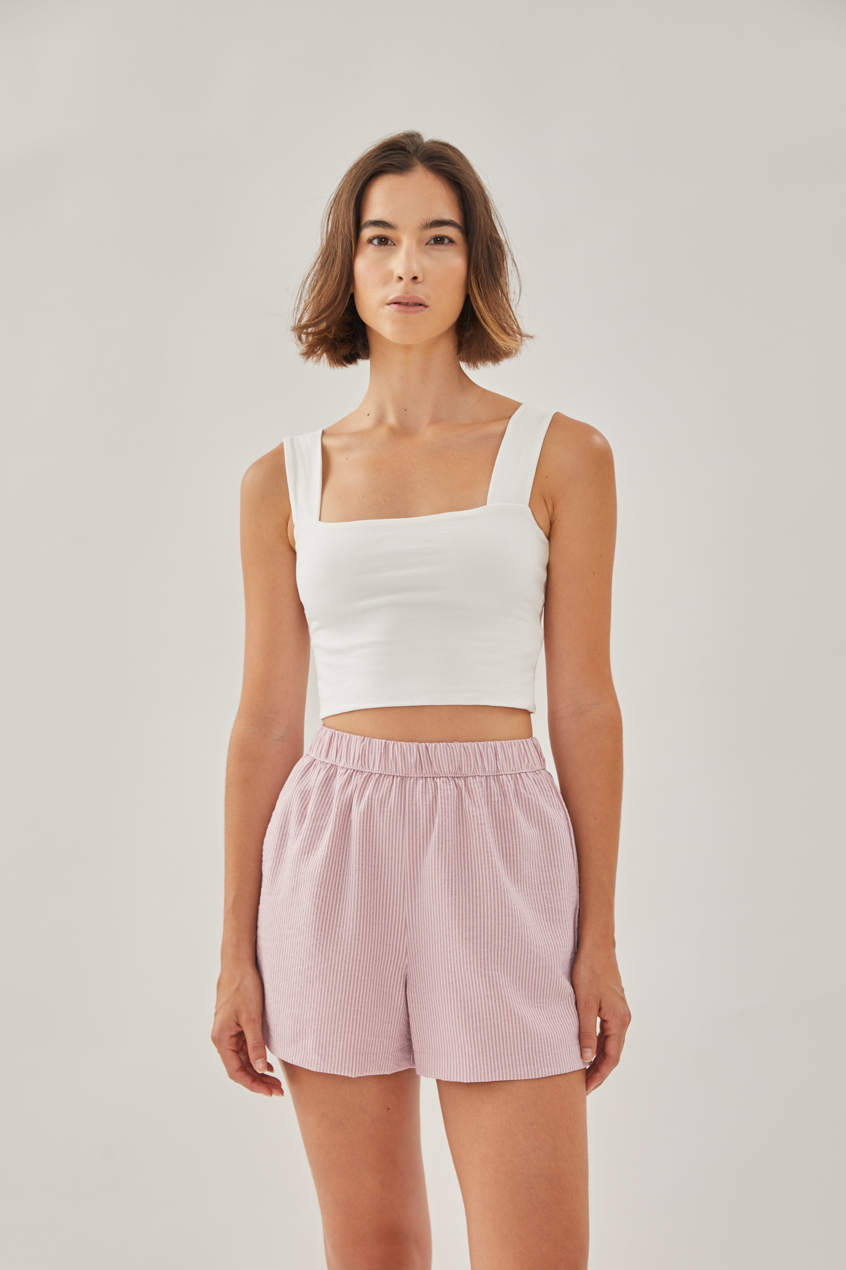 Relaxed Shorts in Stripe Pink