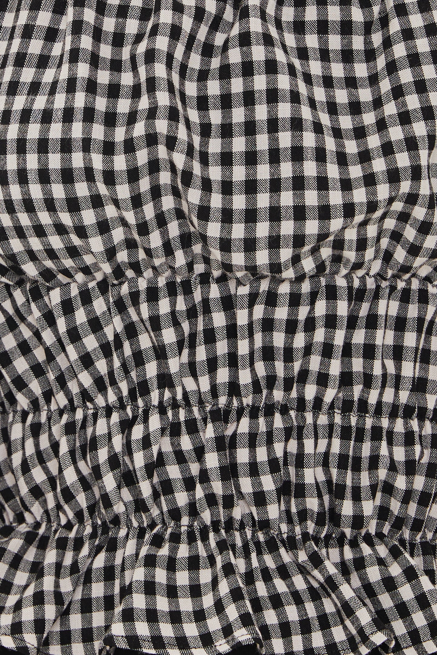 Sleeved Ruffle Top in Gingham Black