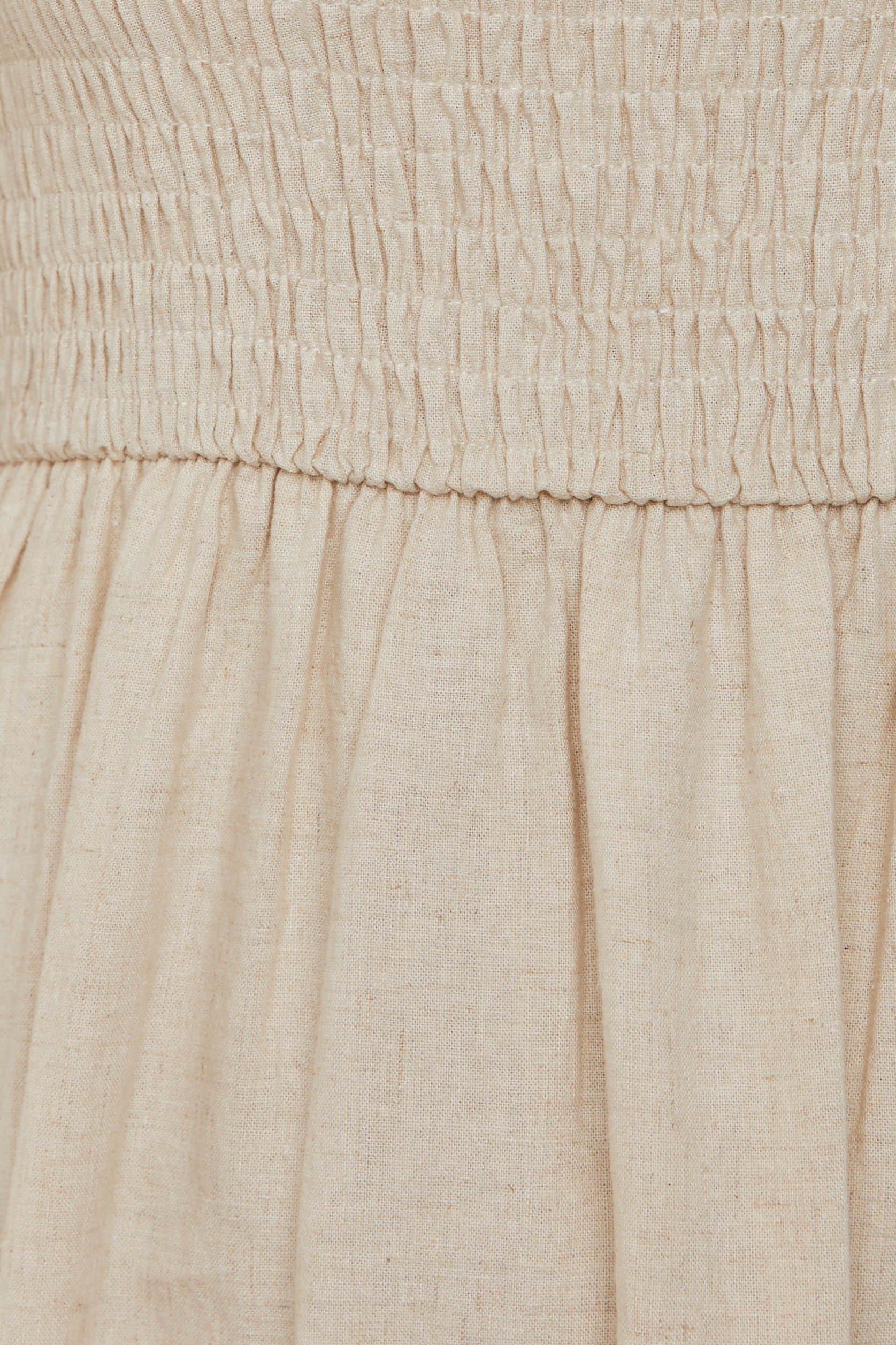 Shirred Midi Dress in Natural