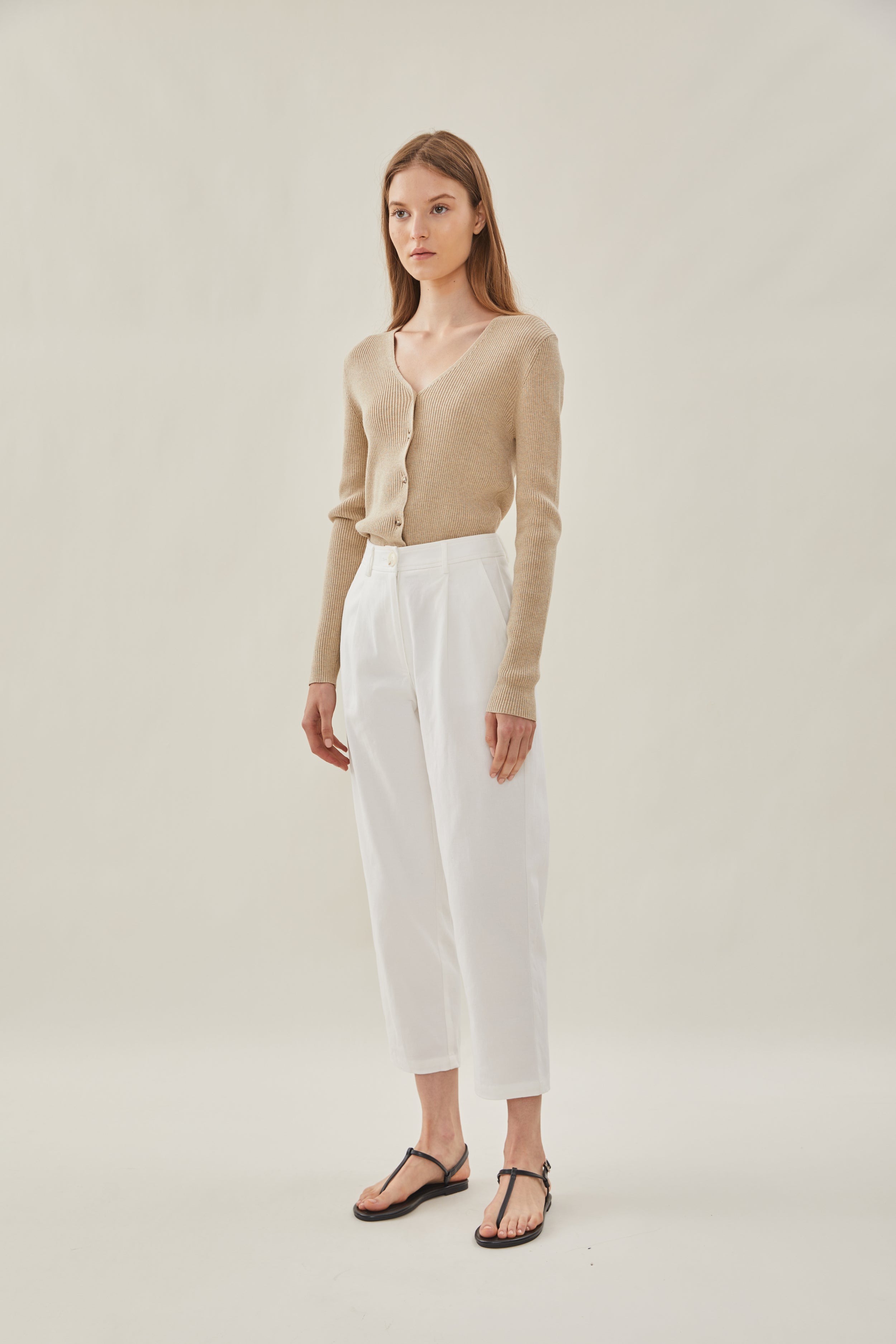 Pleated Cotton Culottes in White