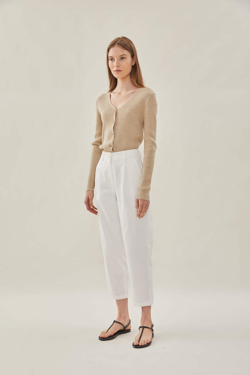 Pleated Cotton Culottes in White