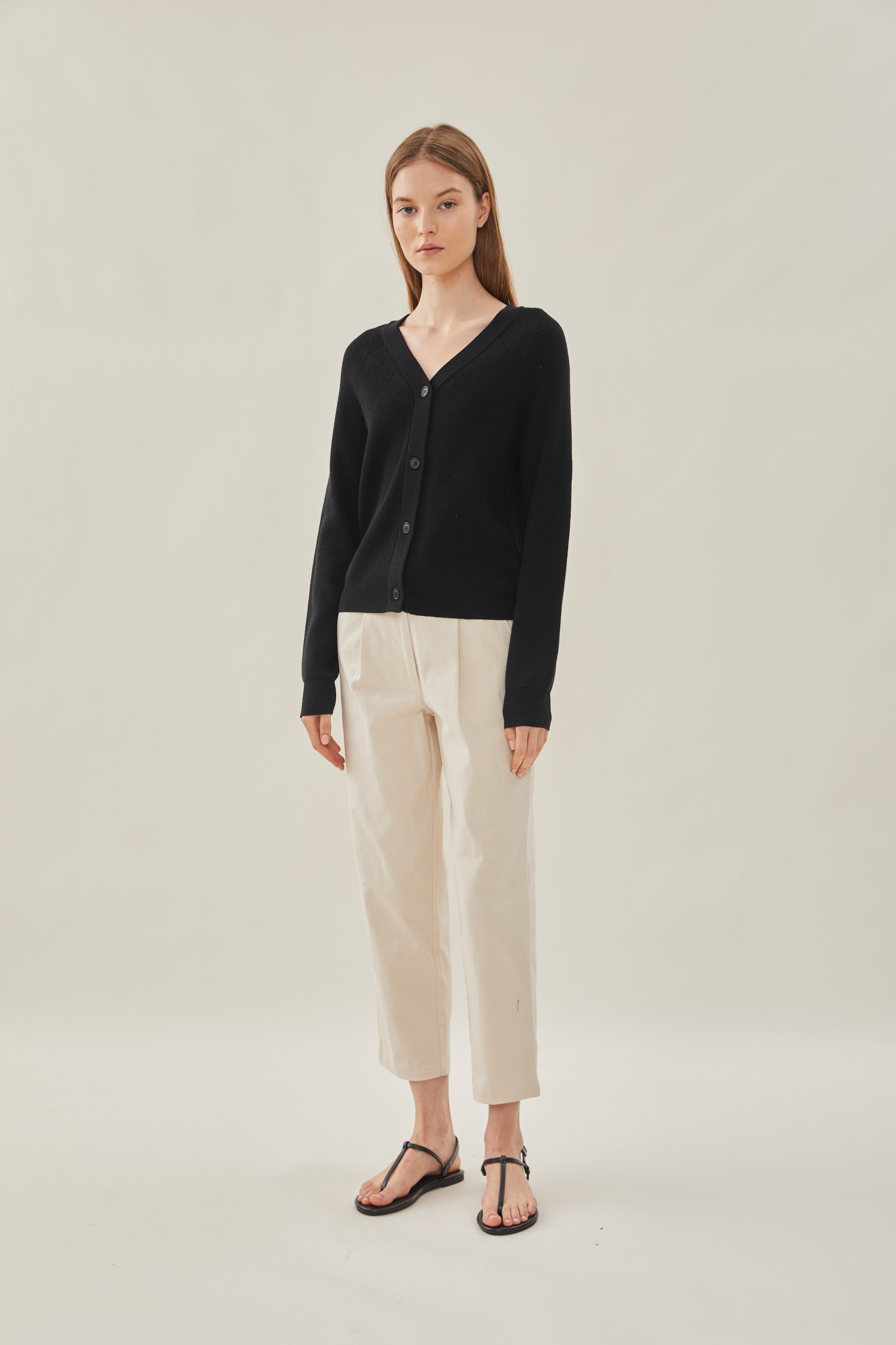 V-Neck Cardigan in Black