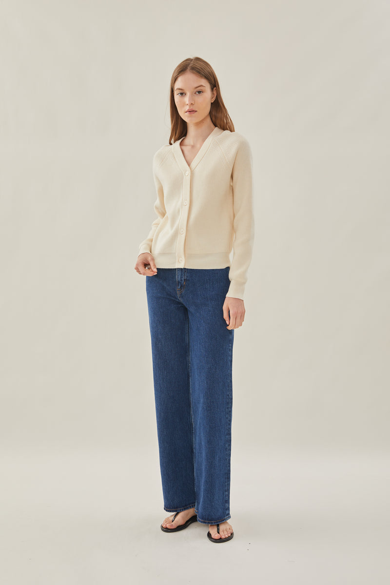 V-Neck Cardigan in Bone