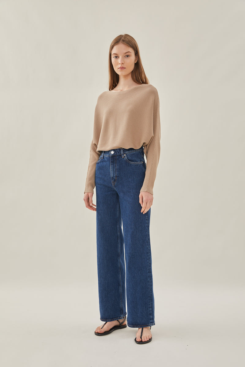 Boat Neck Knit Top in Hay