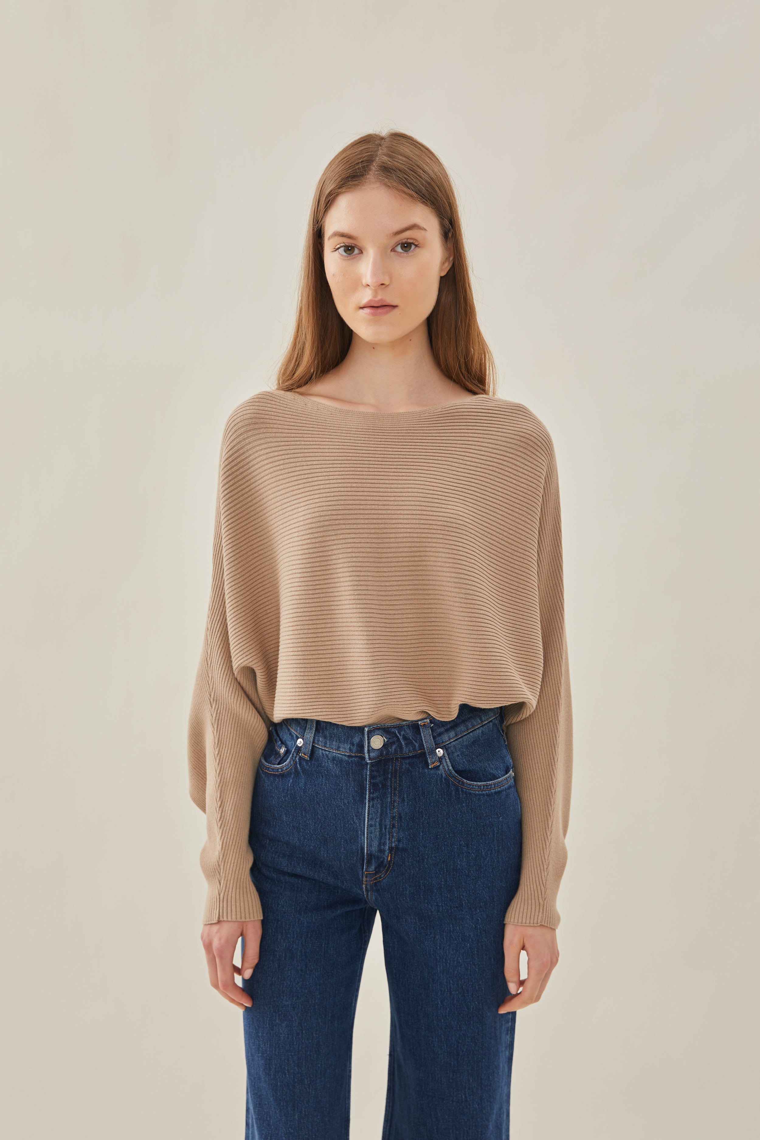 Boat Neck Knitted Top in Hay