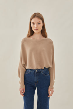 Boat Neck Knit Top in Hay