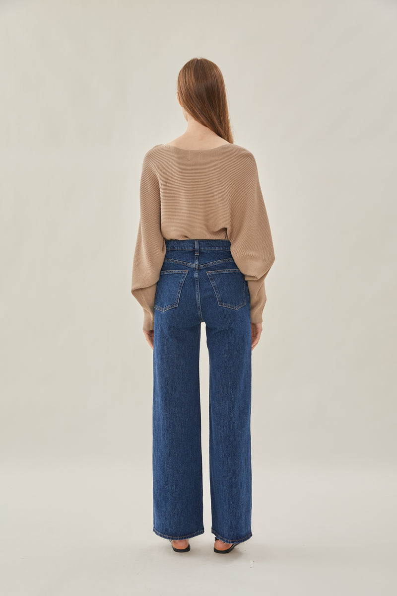 Boat Neck Knit Top in Hay