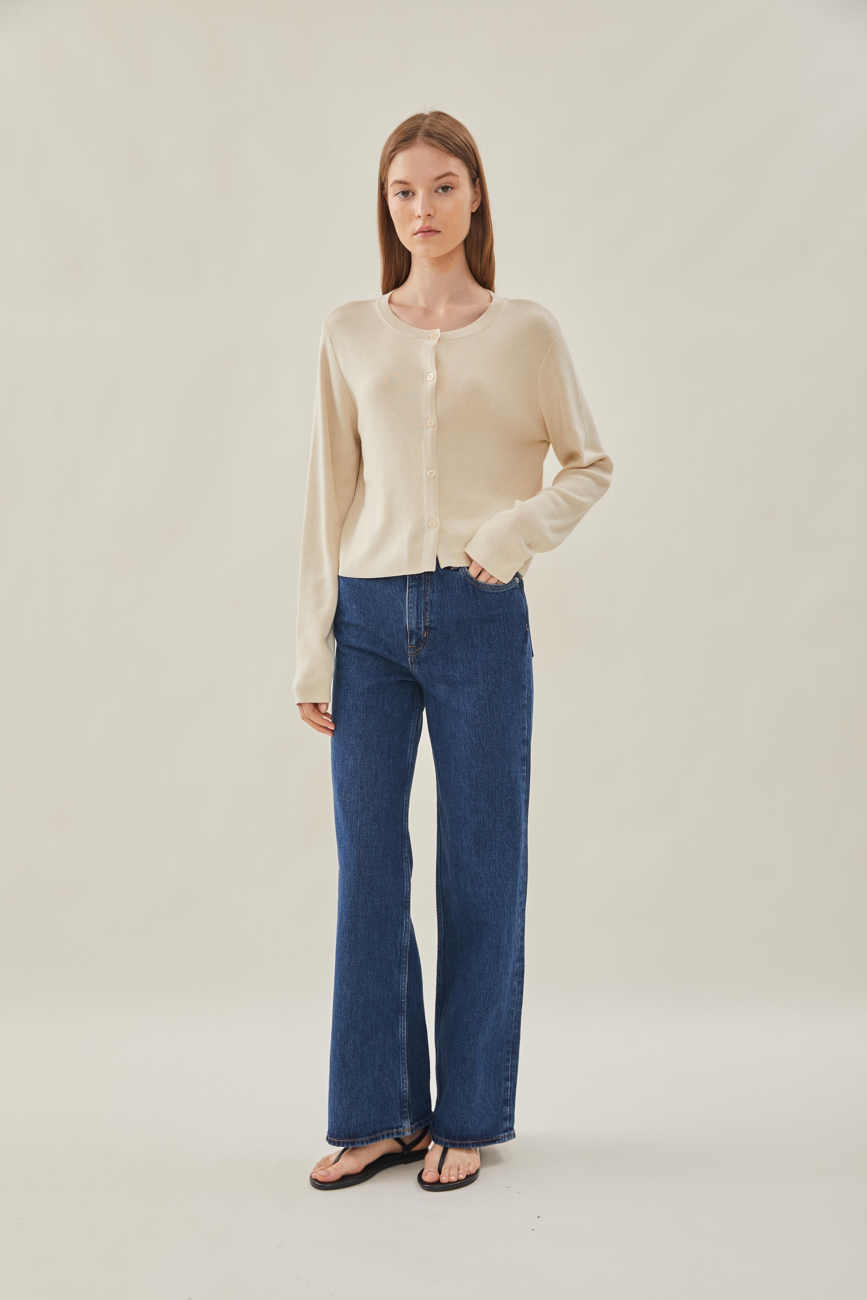 Button Up Cardigan in Bone