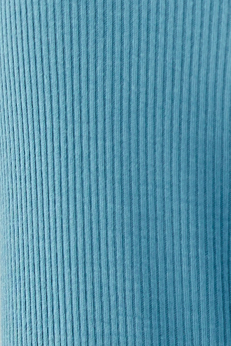 Asymmetrical Rib Top in Stone Blue