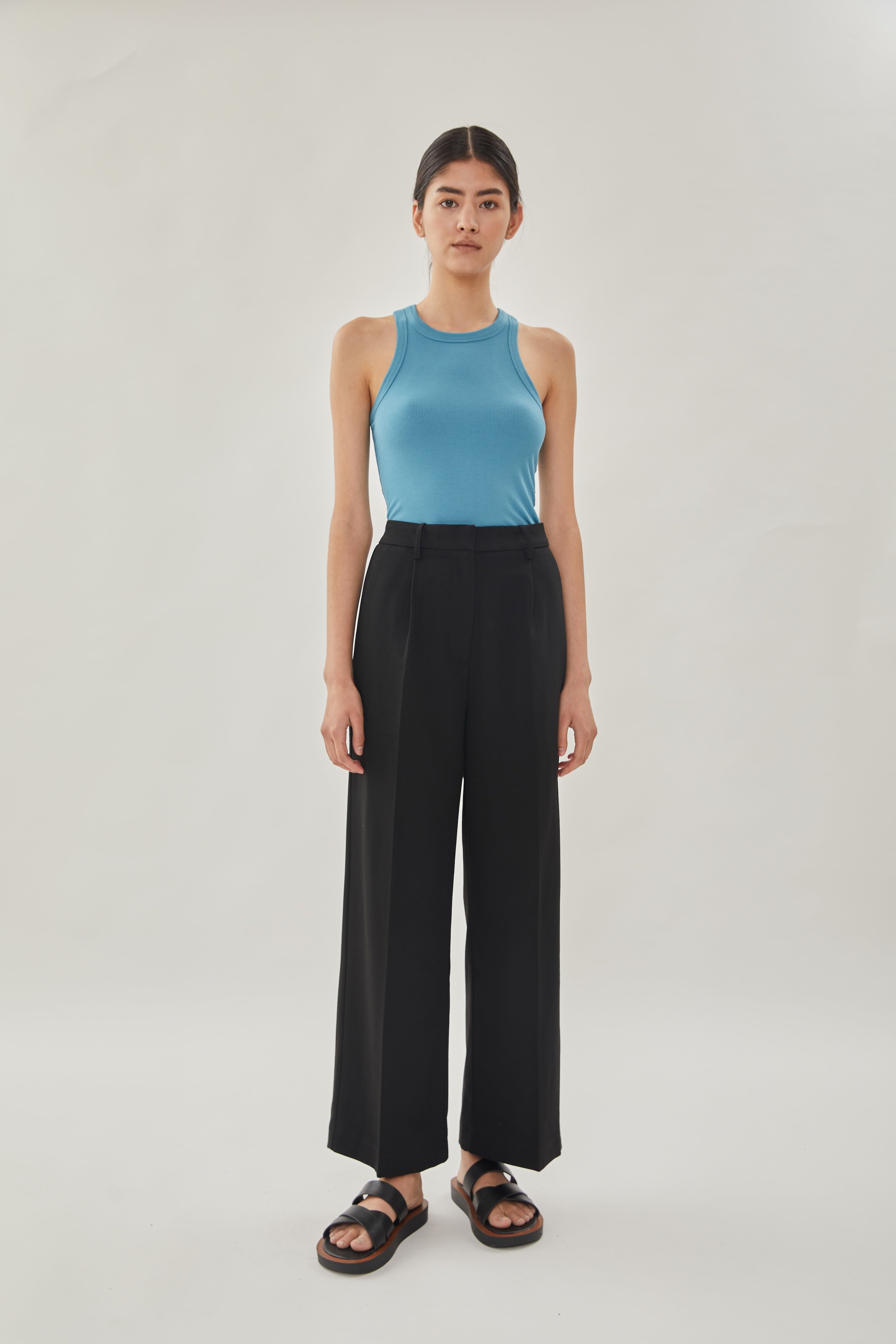 Curved Rib Tank in Stone Blue