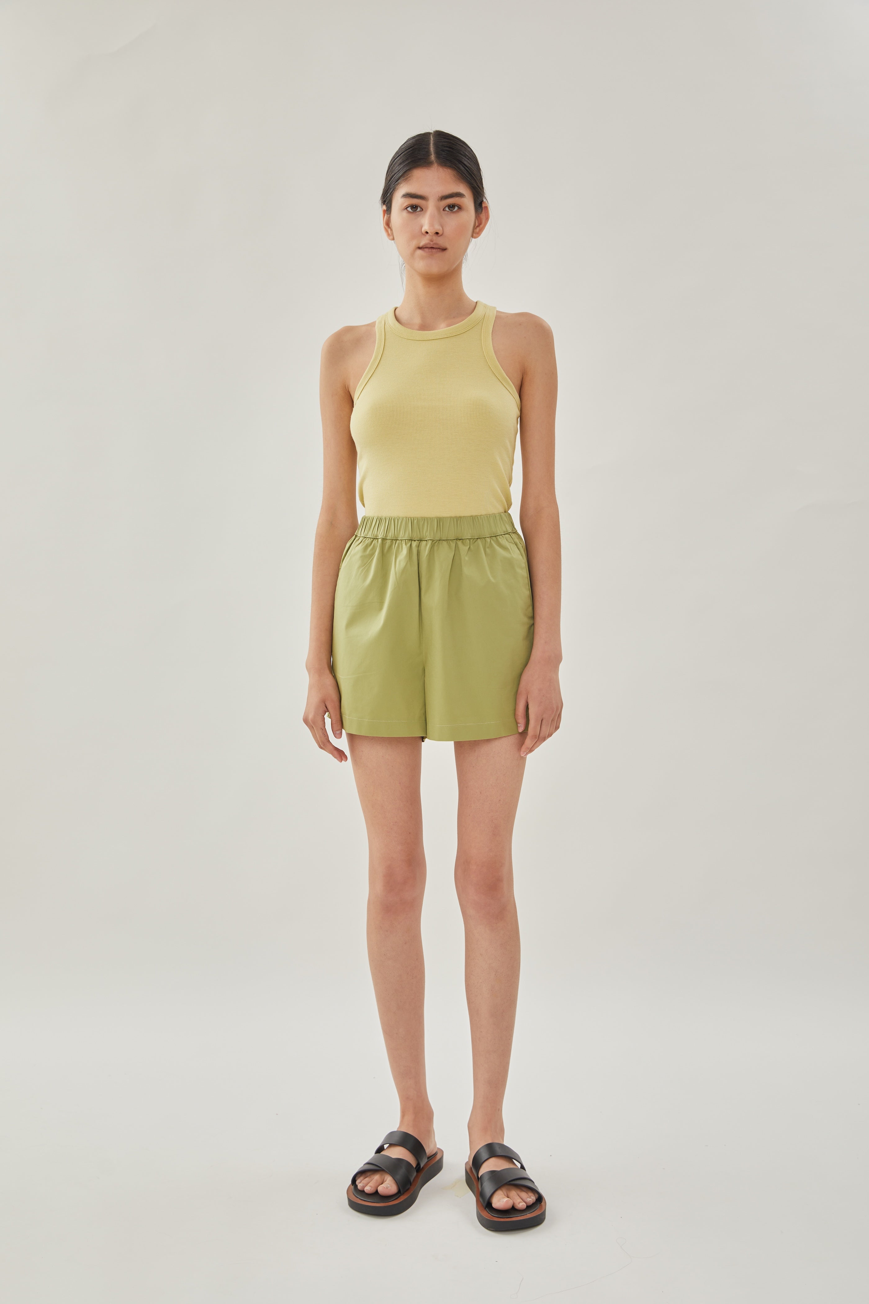 Cotton Relaxed Shorts in Fern