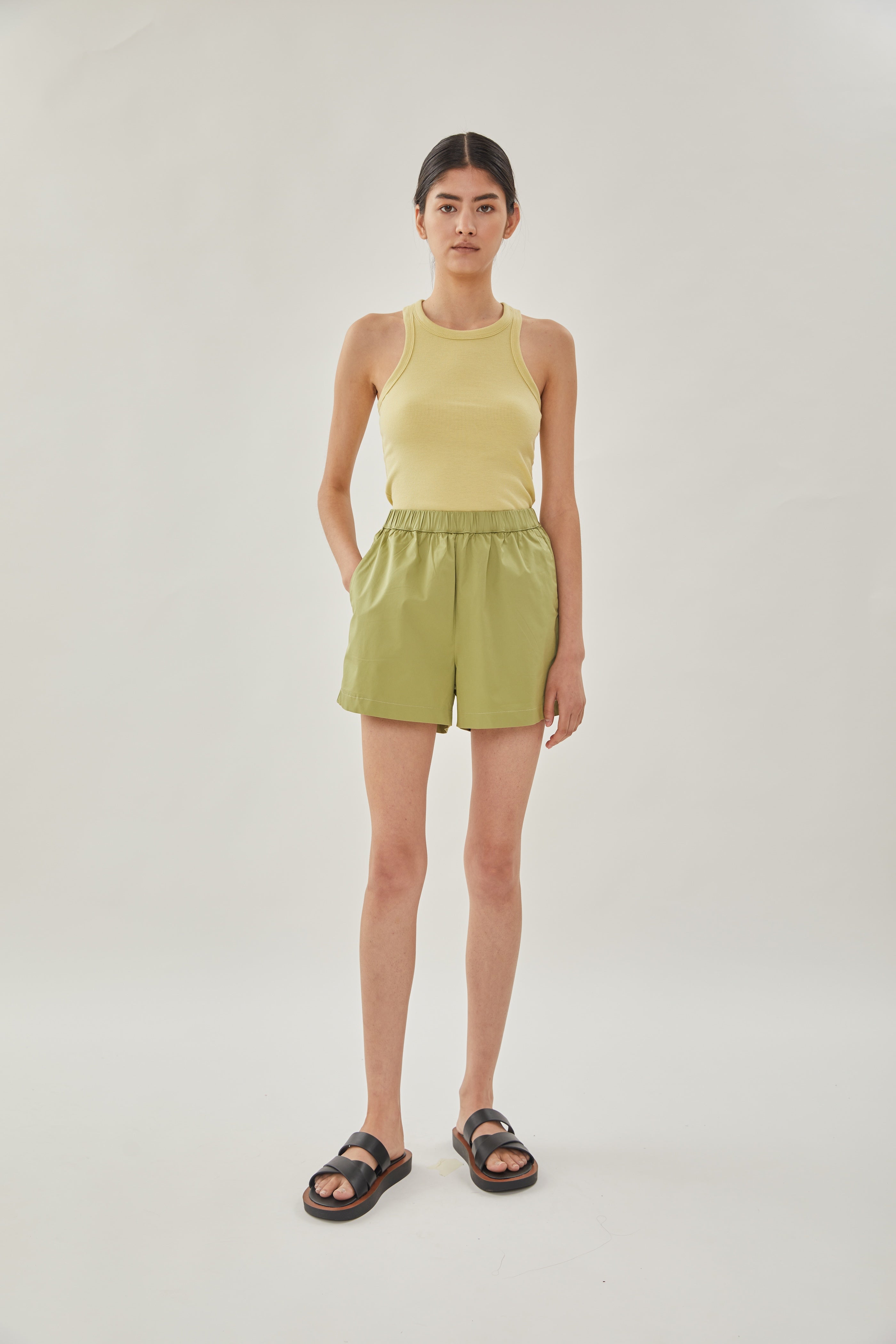Cotton Relaxed Shorts in Fern