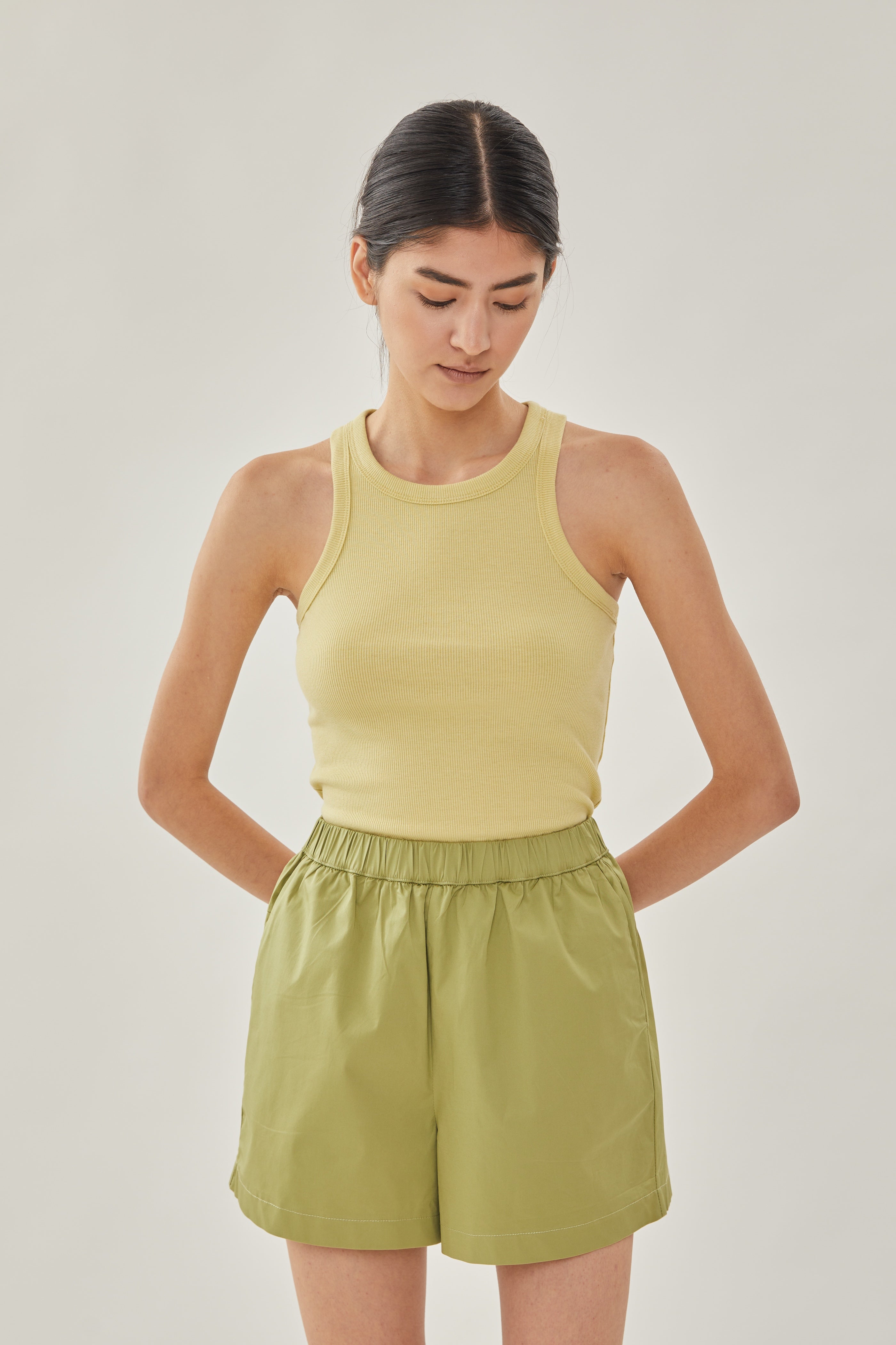 Cotton Relaxed Shorts in Fern