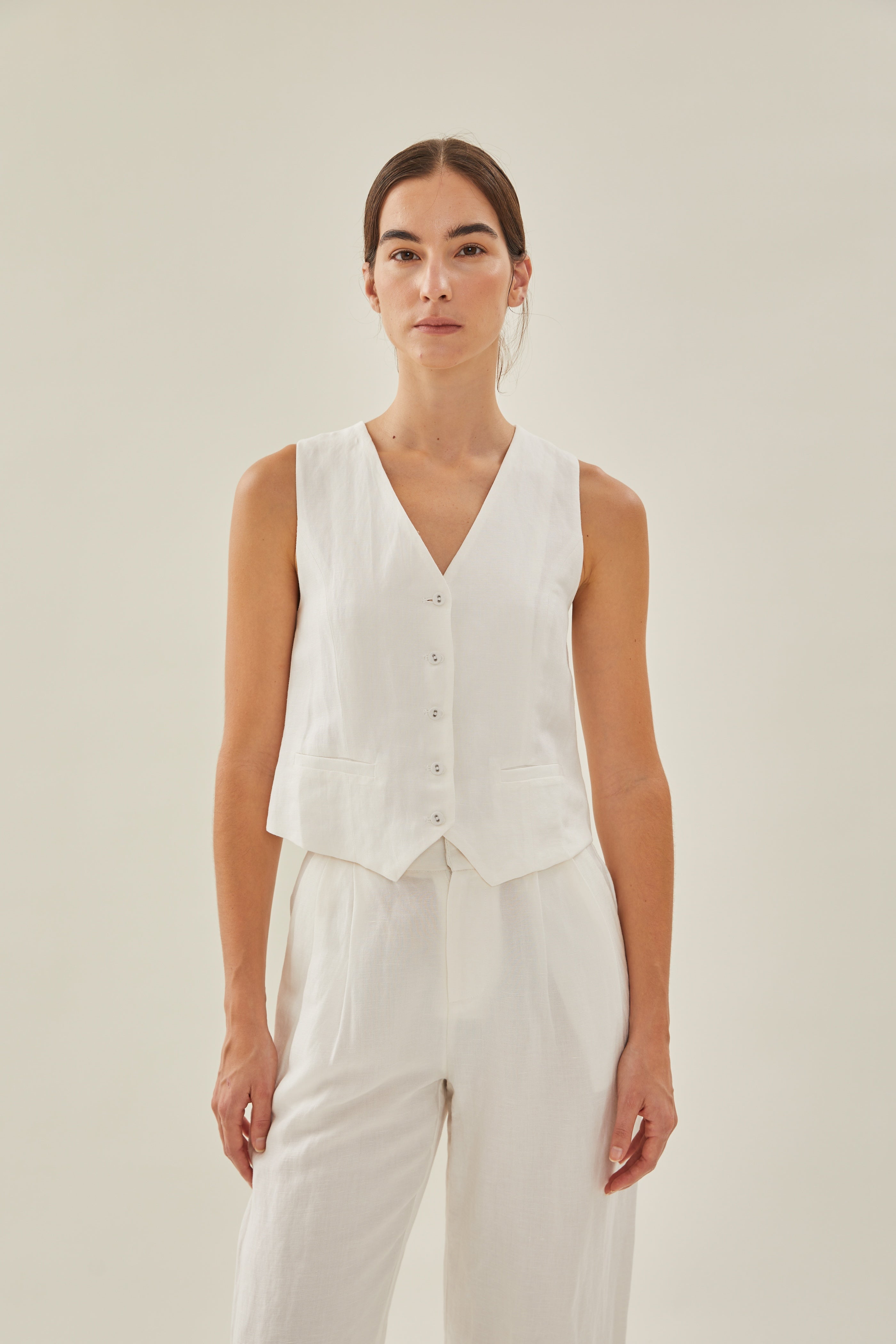 Linen Waistcoat in White
