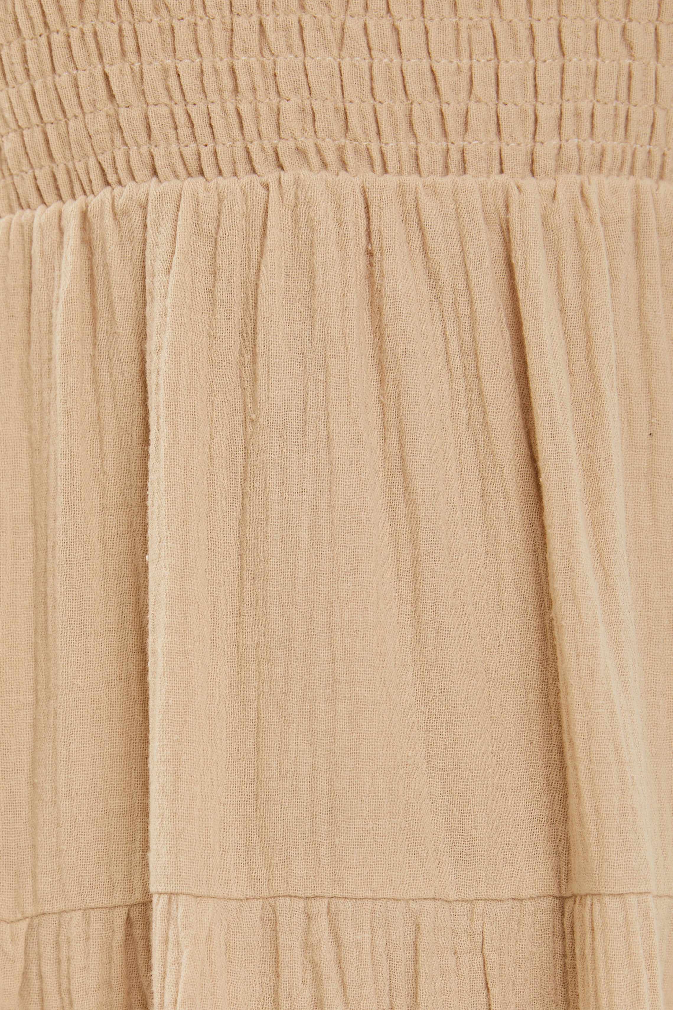 Shirred Maxi Dress in Tan