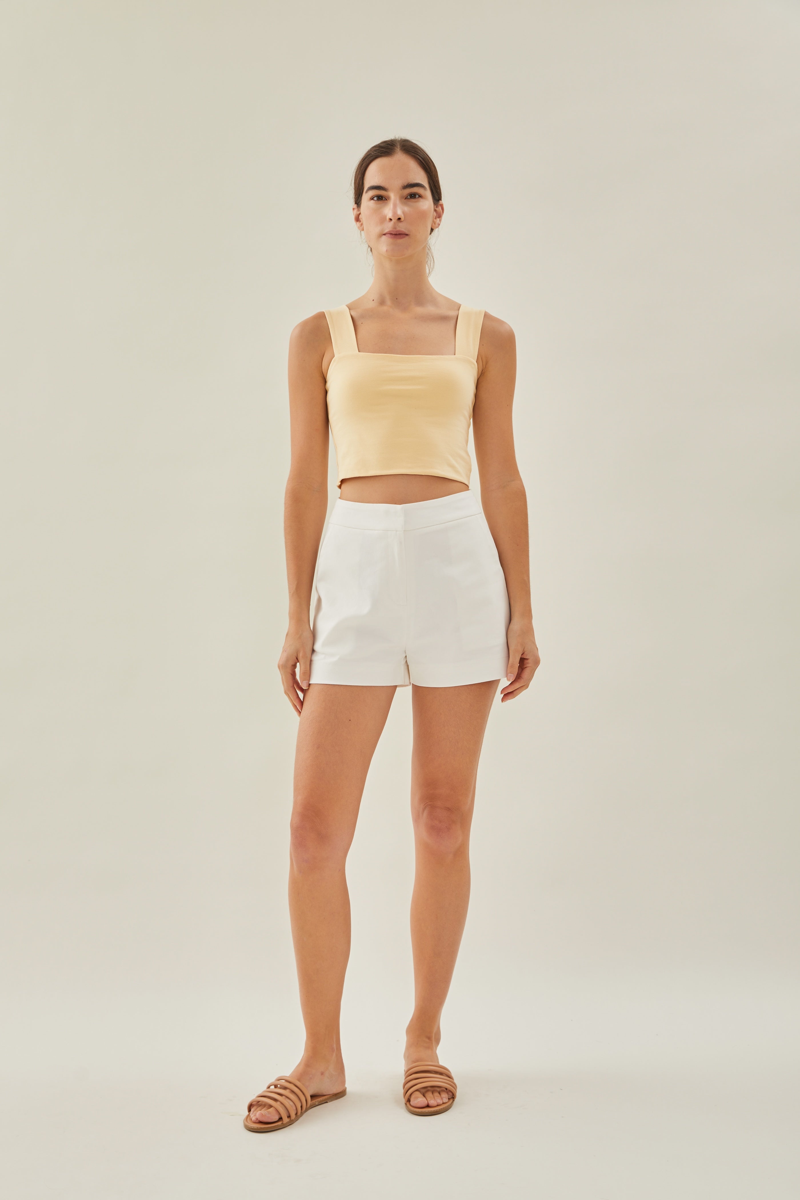Classic Straight Neck Tank Top in Oat