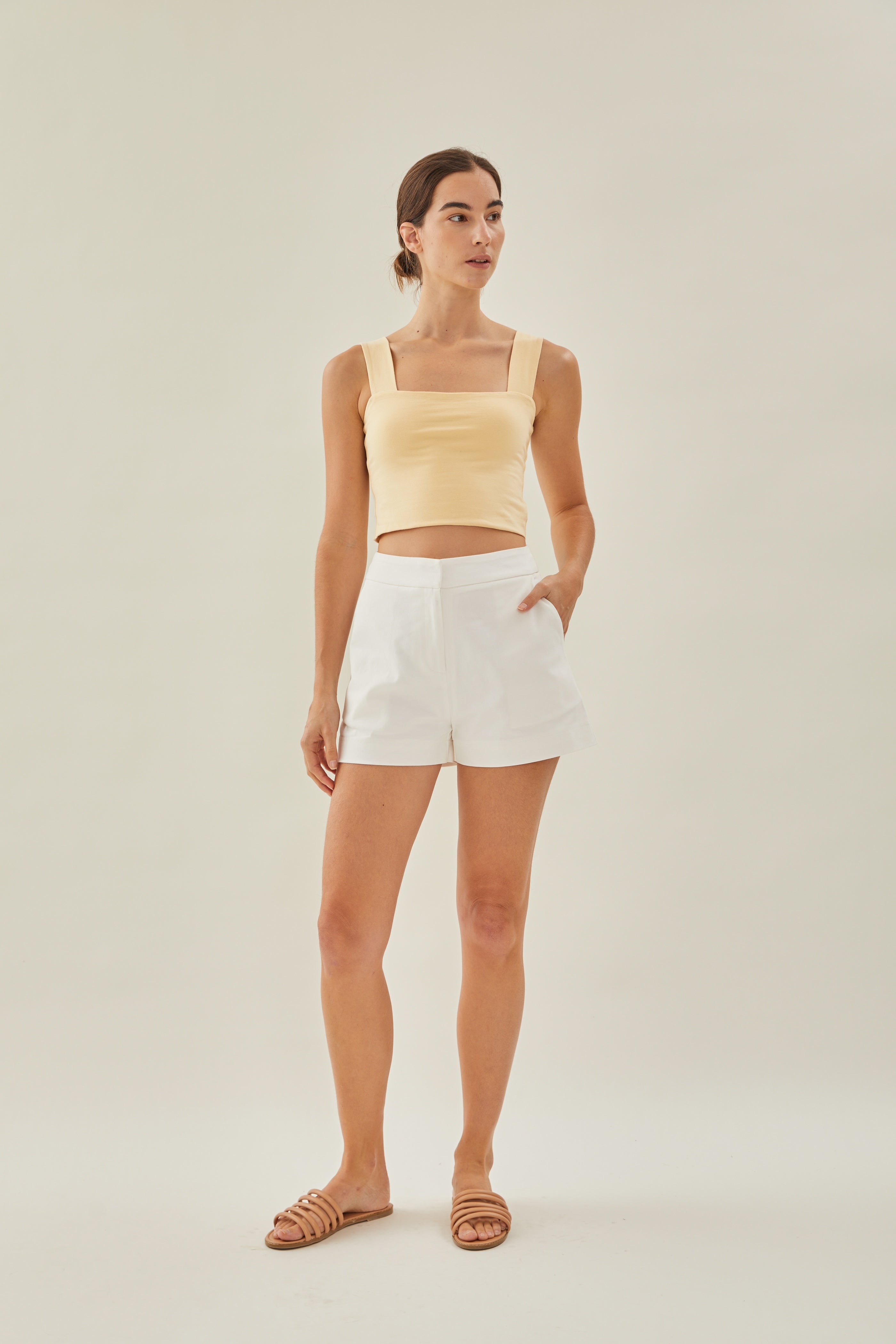 Classic Straight Neck Tank Top in Oat