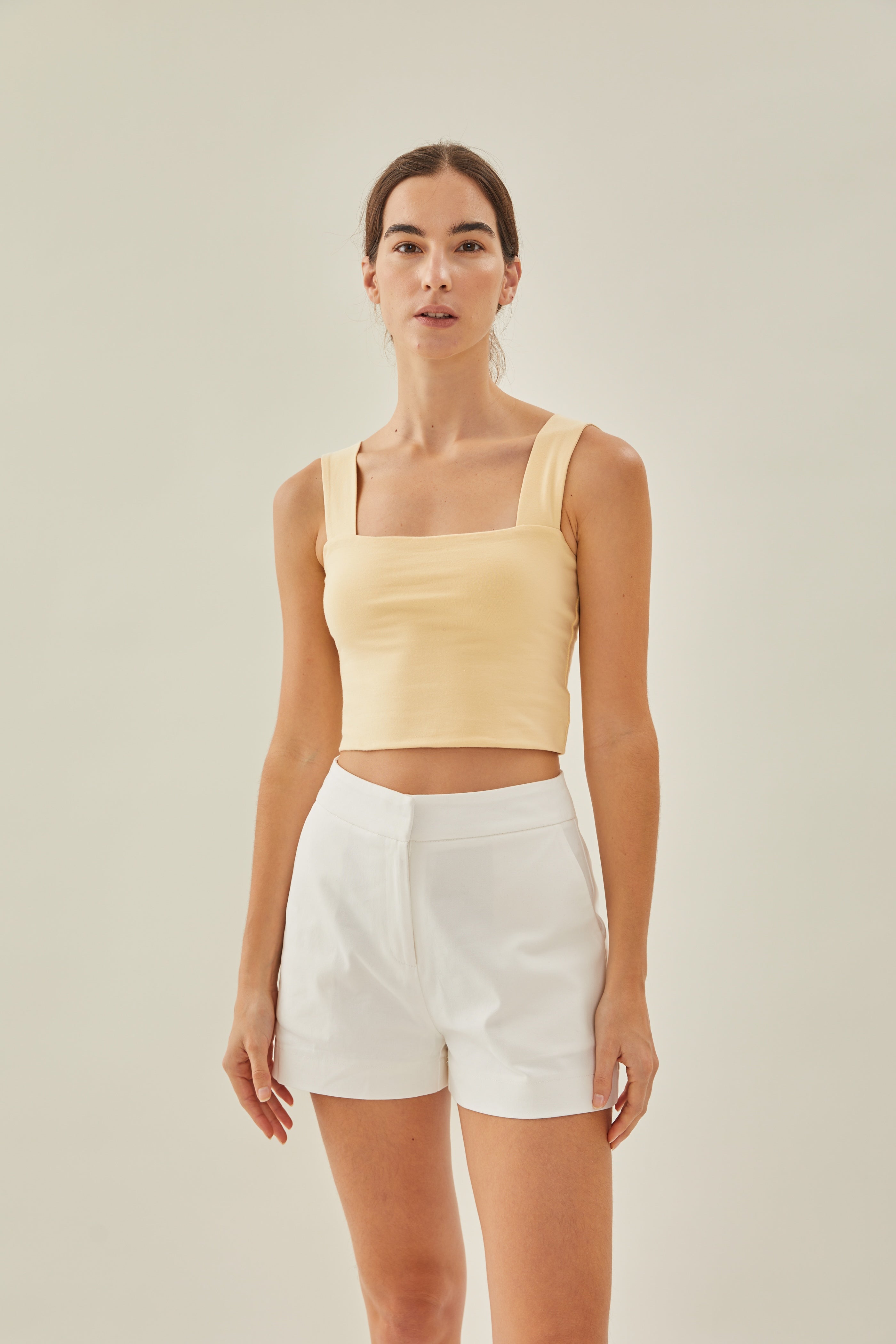 Classic Straight Neck Tank Top in Oat