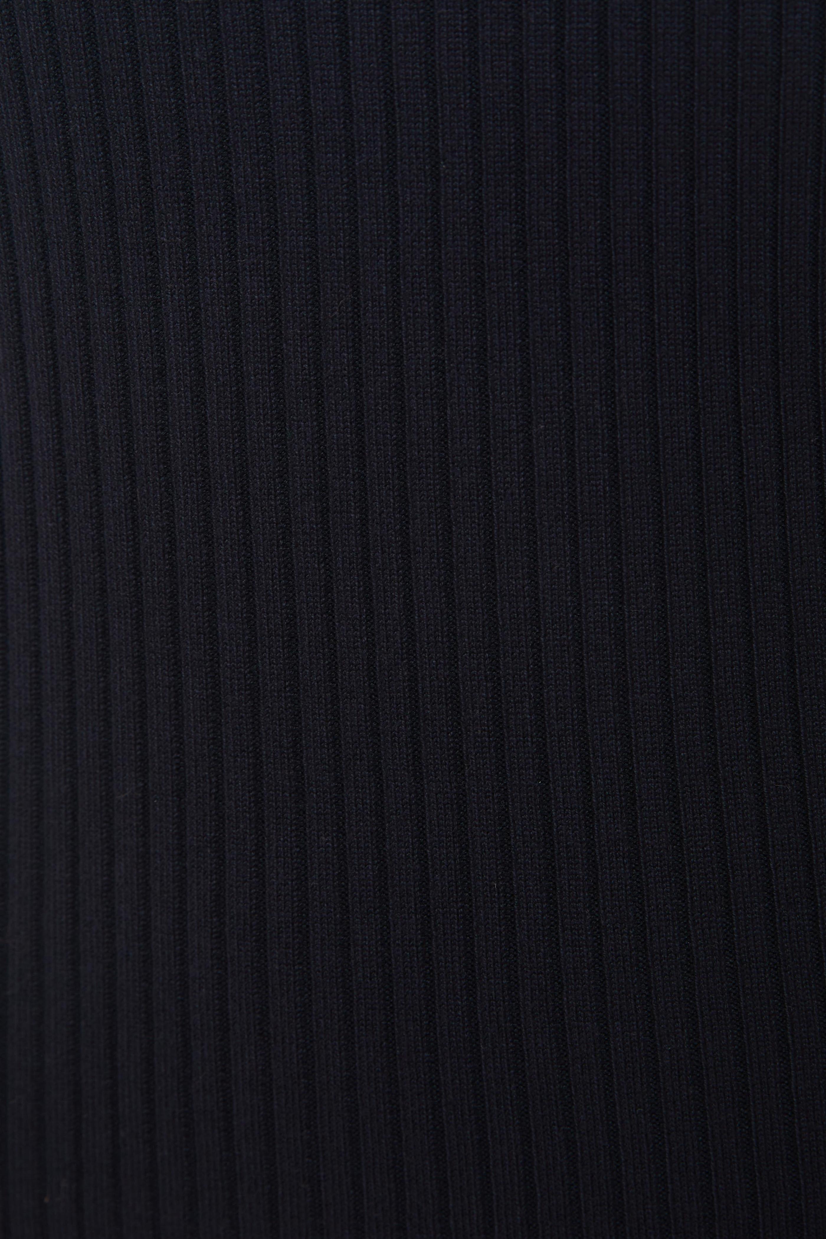 V Neck Ribbed Knit Dress in Midnight