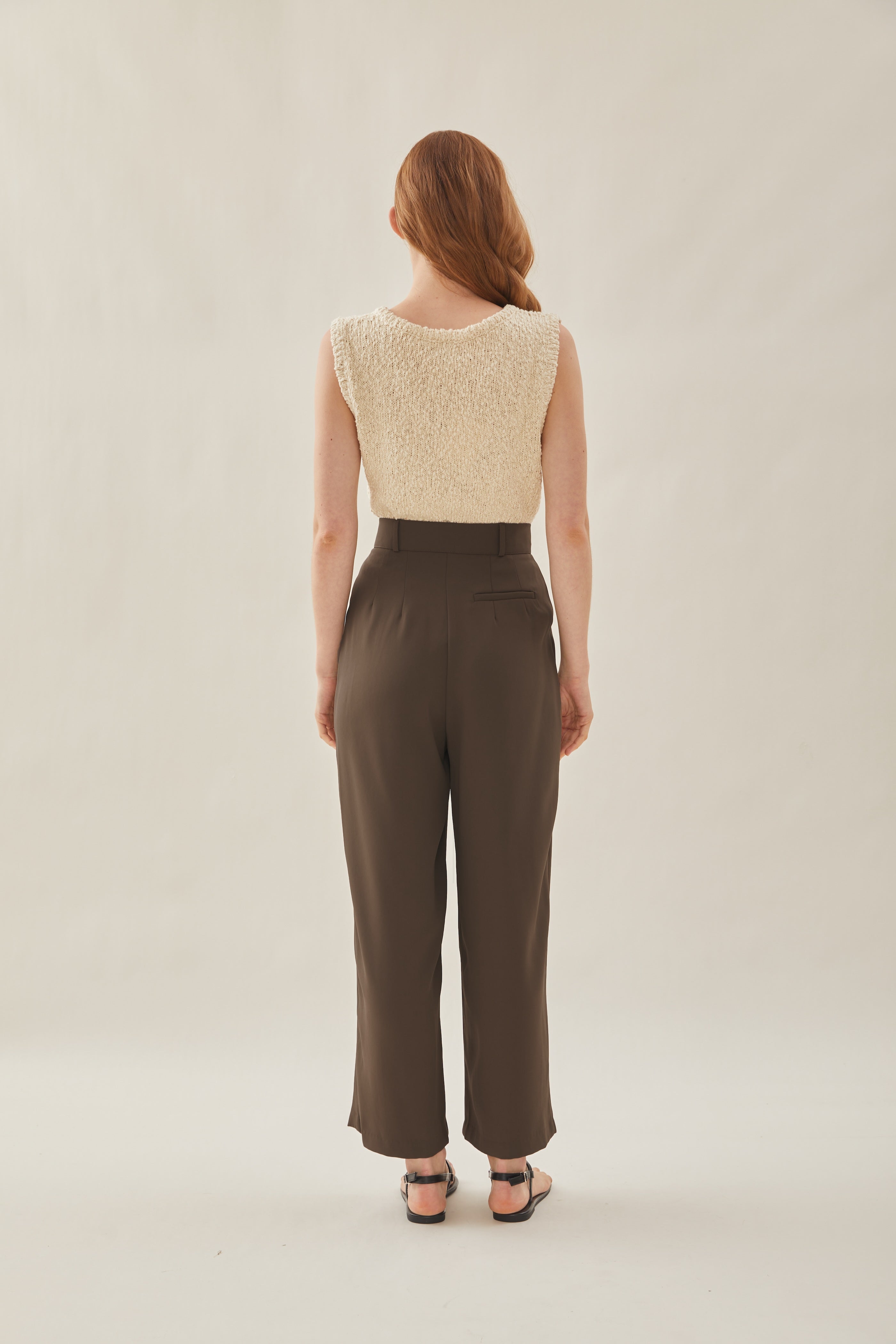 Tailored Wide Leg Pants in Toffee
