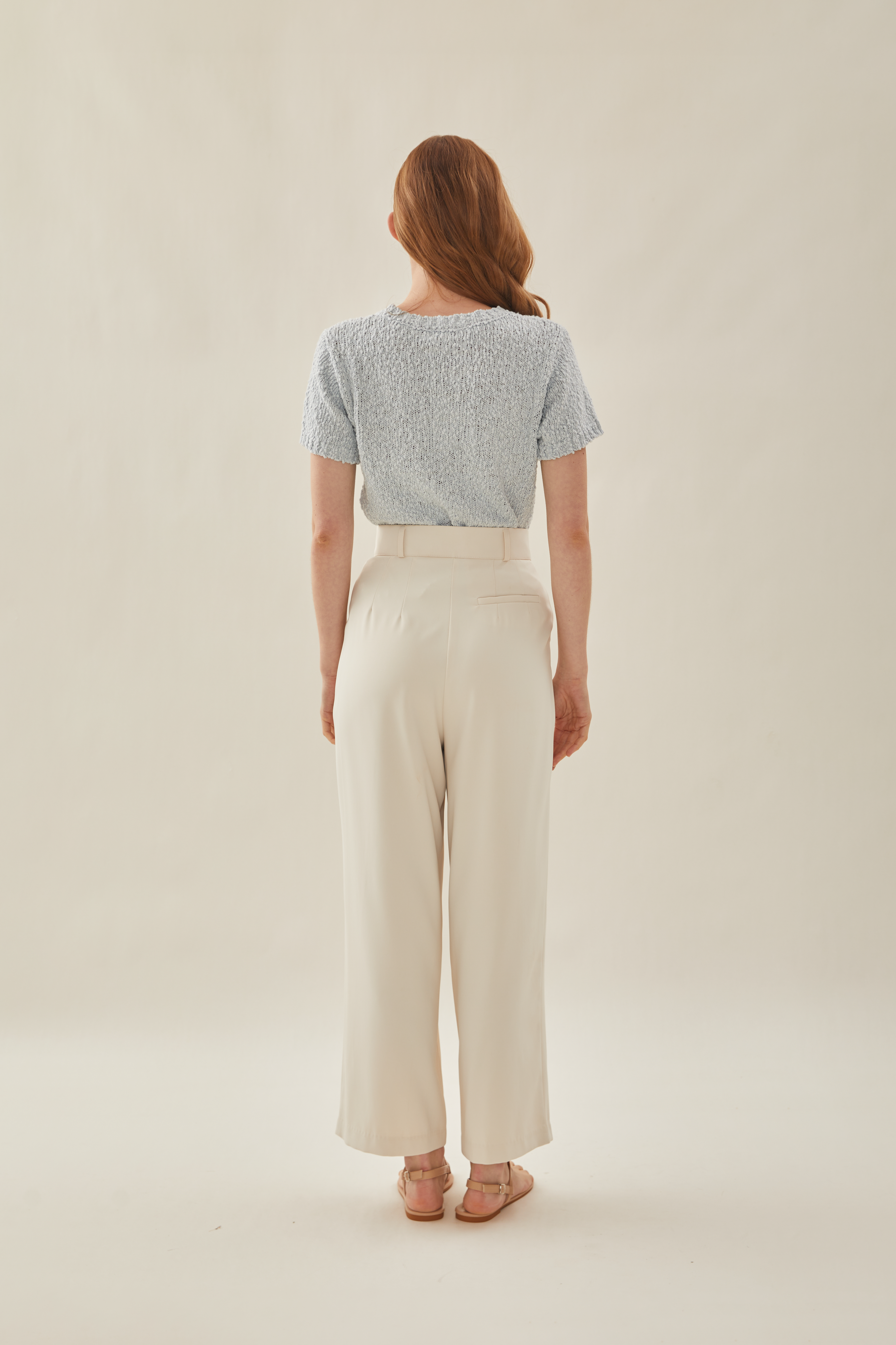 Tailored Wide Leg Pants in Natural