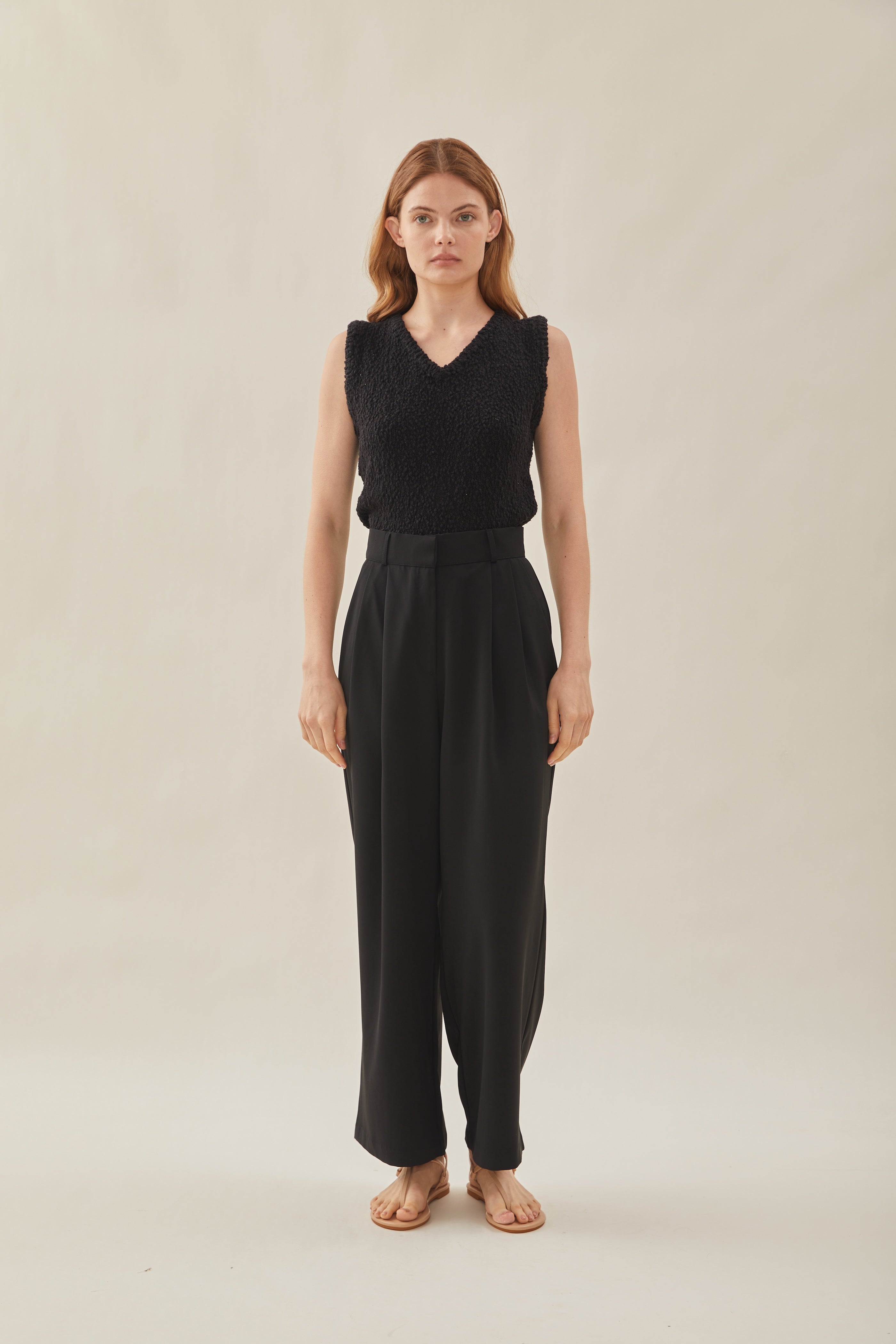 Tailored Wide Leg Pants in Black