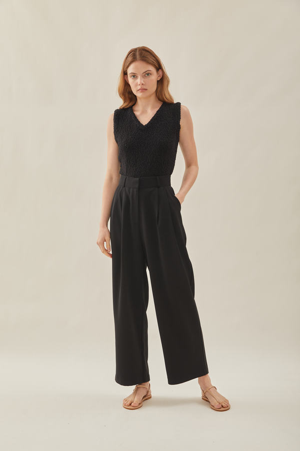 Tailored Wide Leg Pants in Black