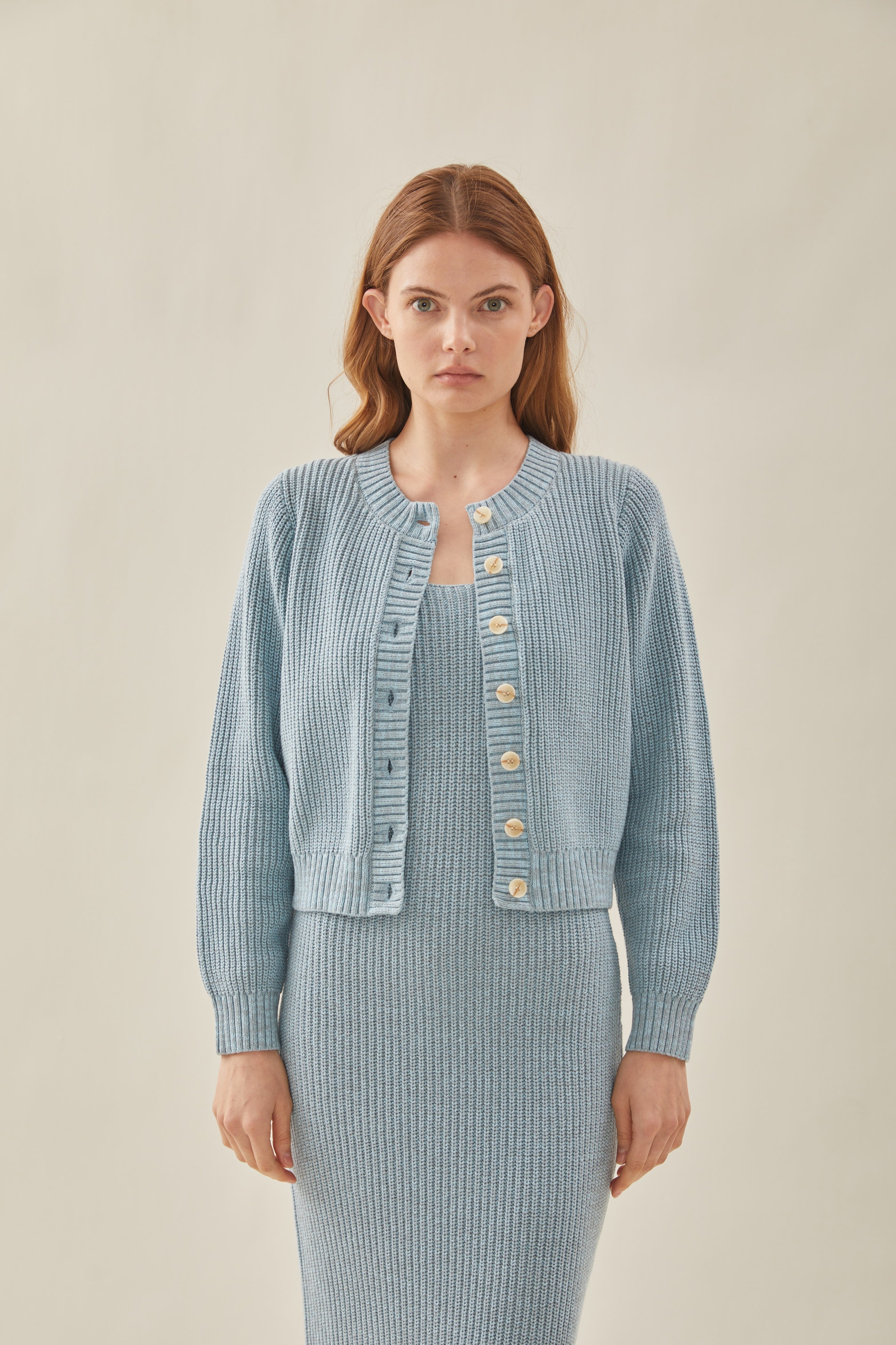 Yarn Knitted Cardigan in Plume