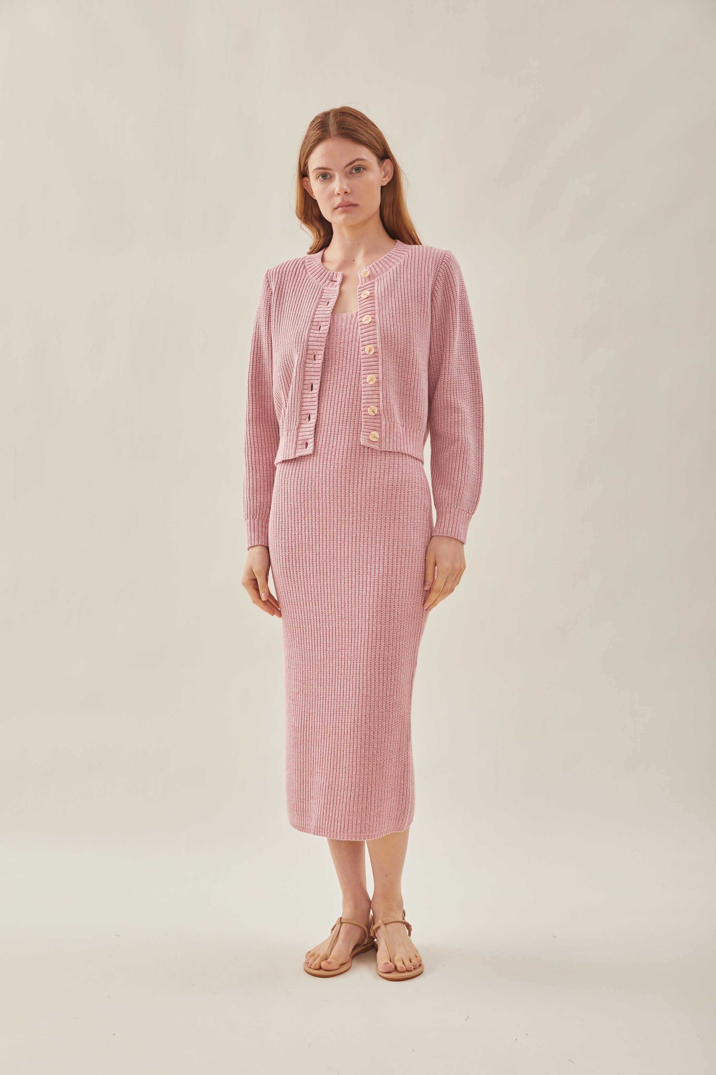 Yarn Knitted Dress in Peony