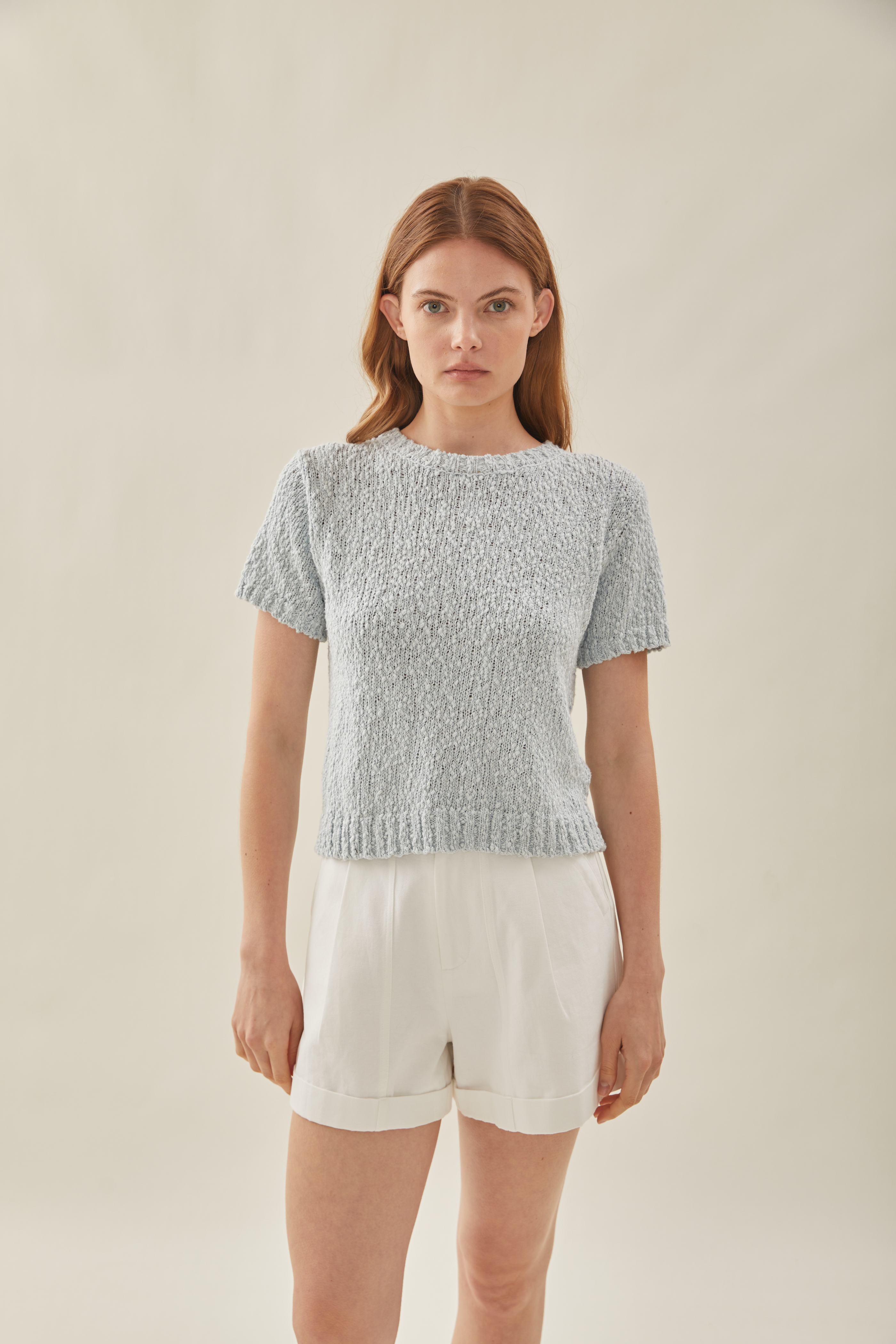 Textured Knit Top in Skylight