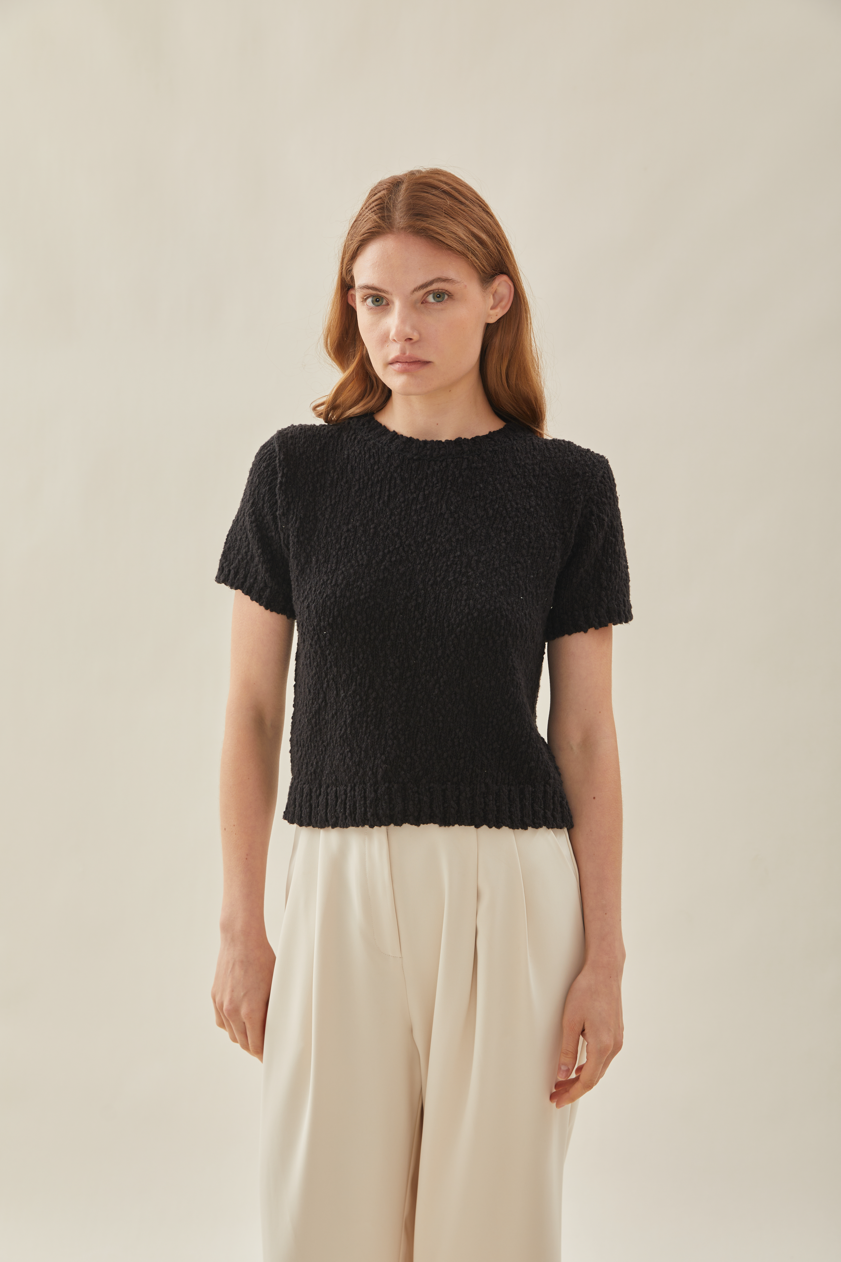 Textured Knit Top in Black