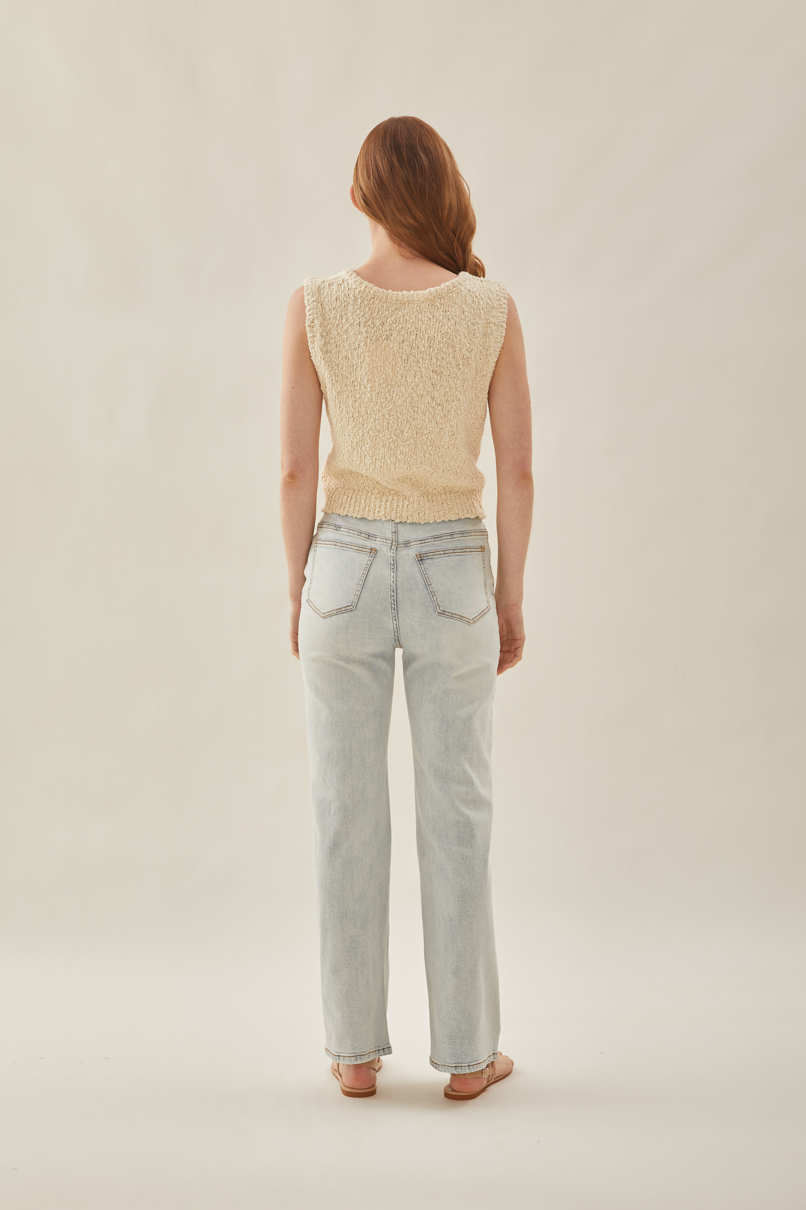 Textured Knit Vest in Natural