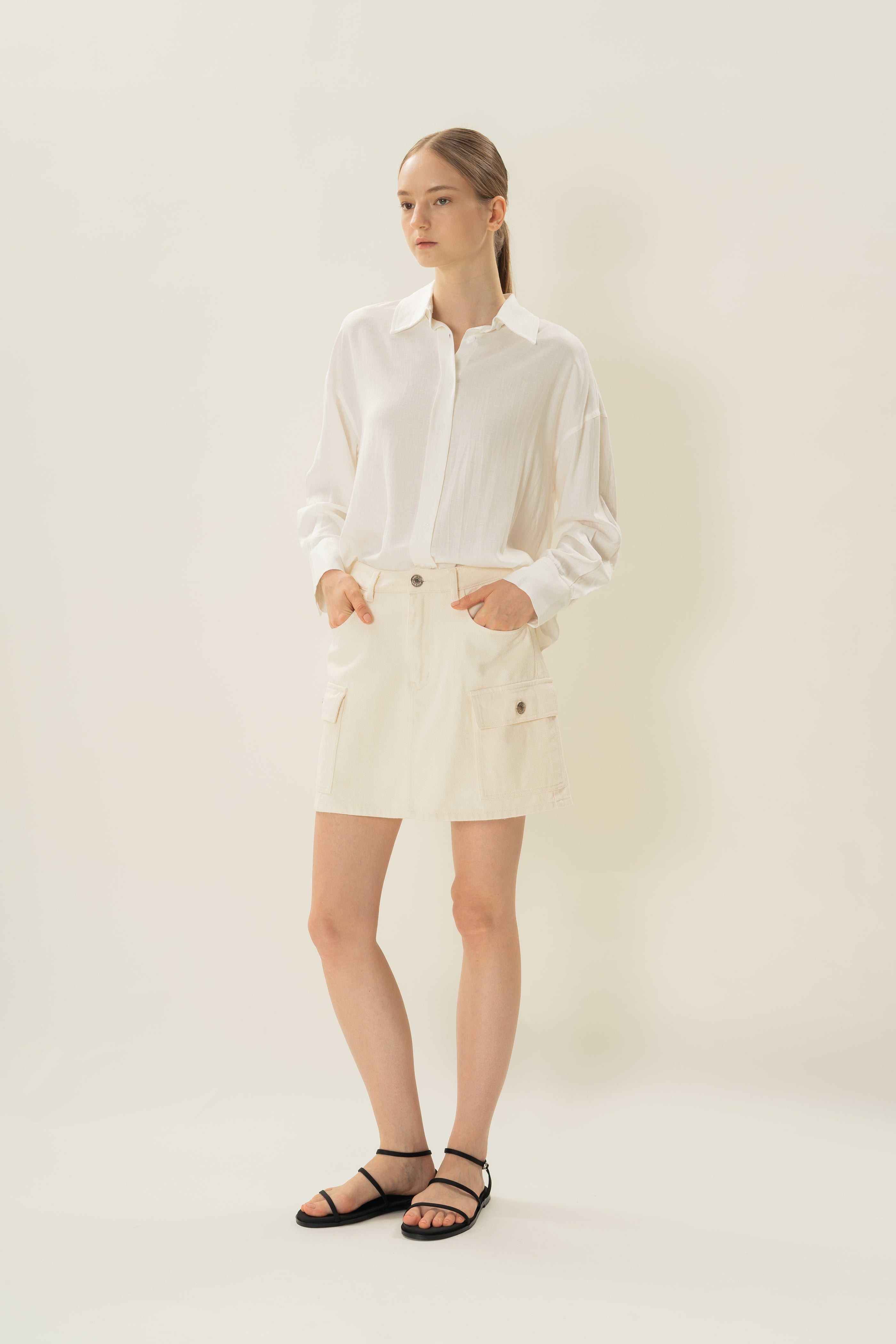 Linen Long Sleeved Shirt in White