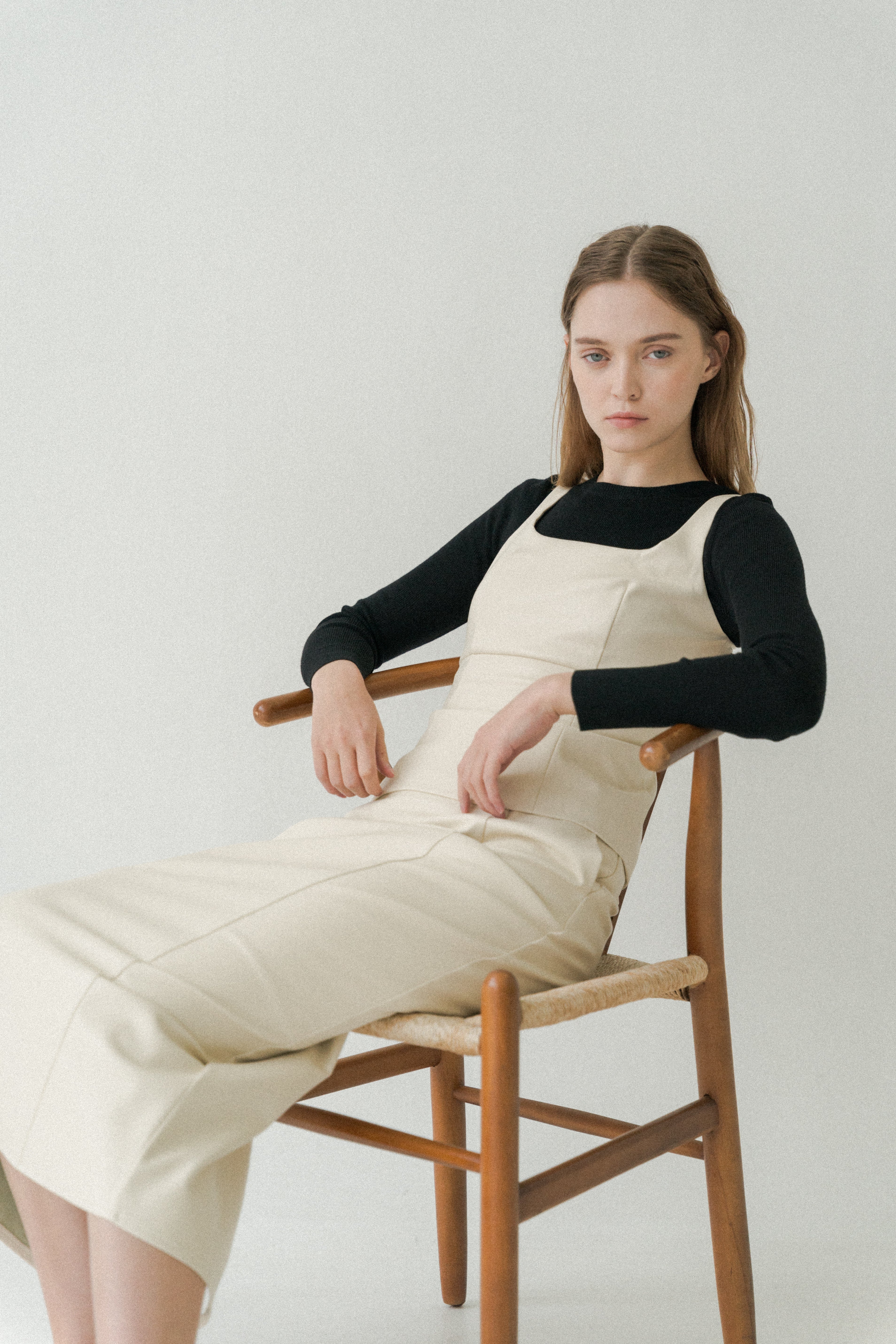 Faux Leather Scoop-Neck Top in Ivory