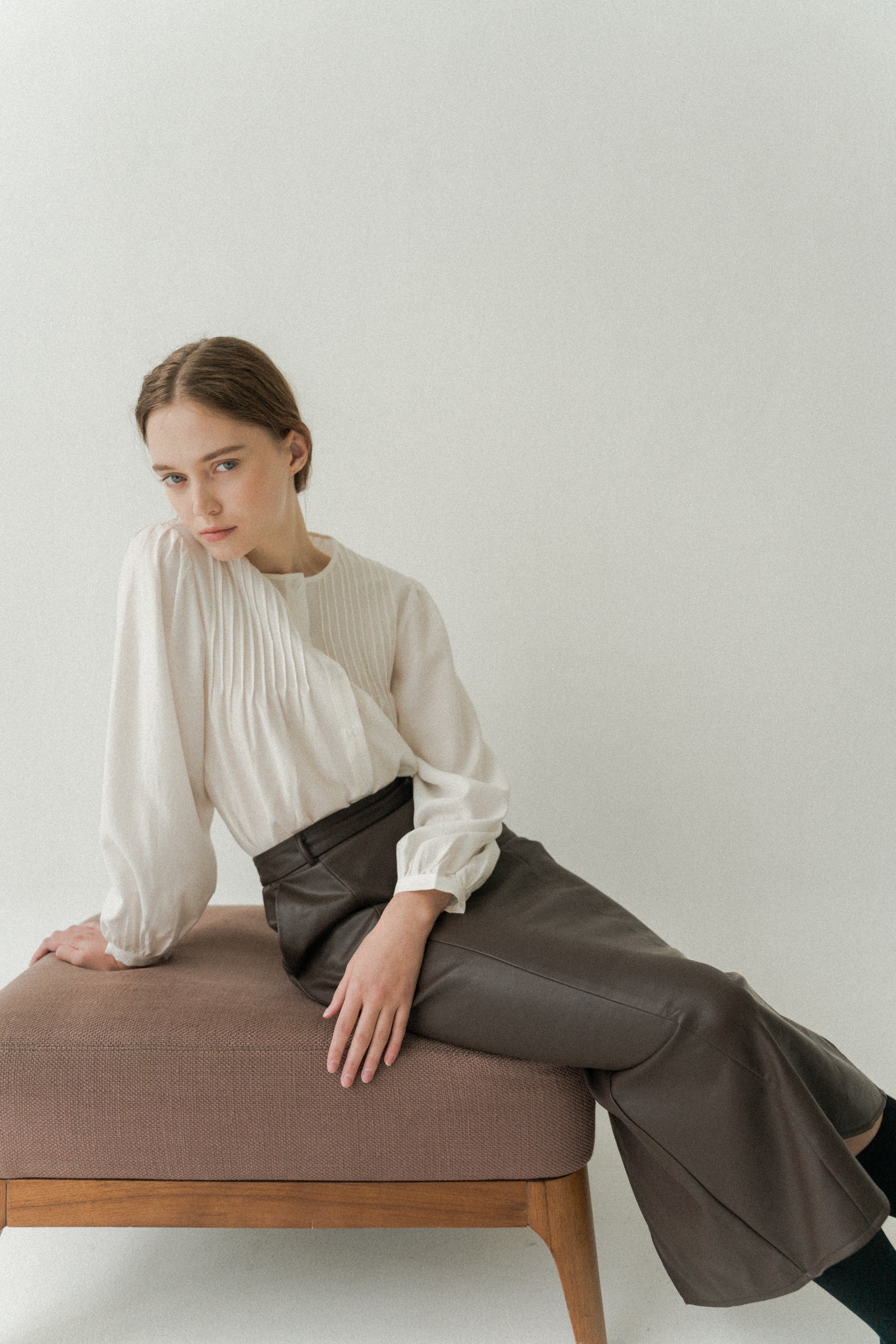 Pintuck Blouse in White