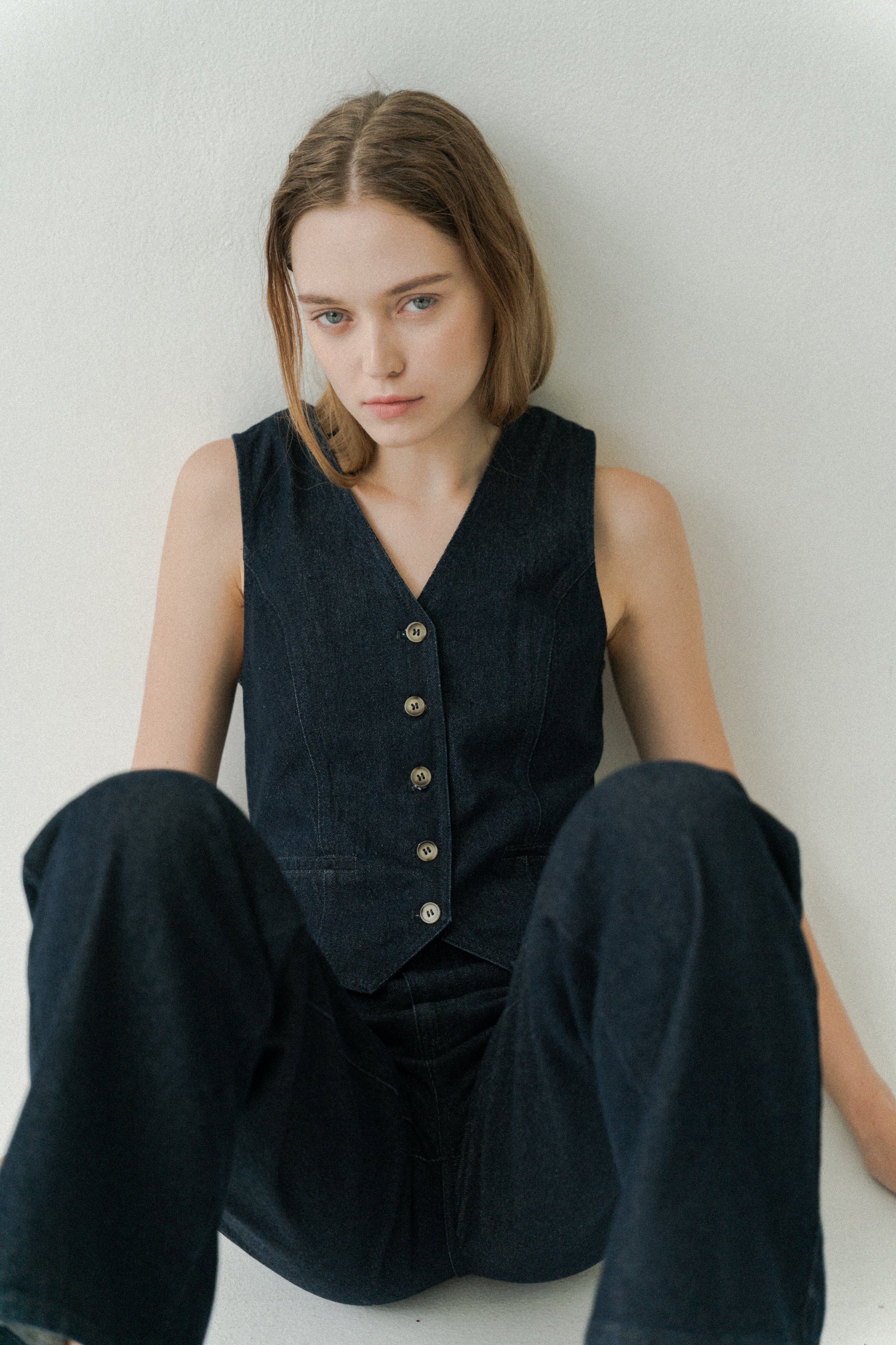 Denim Waistcoat in Dark Wash