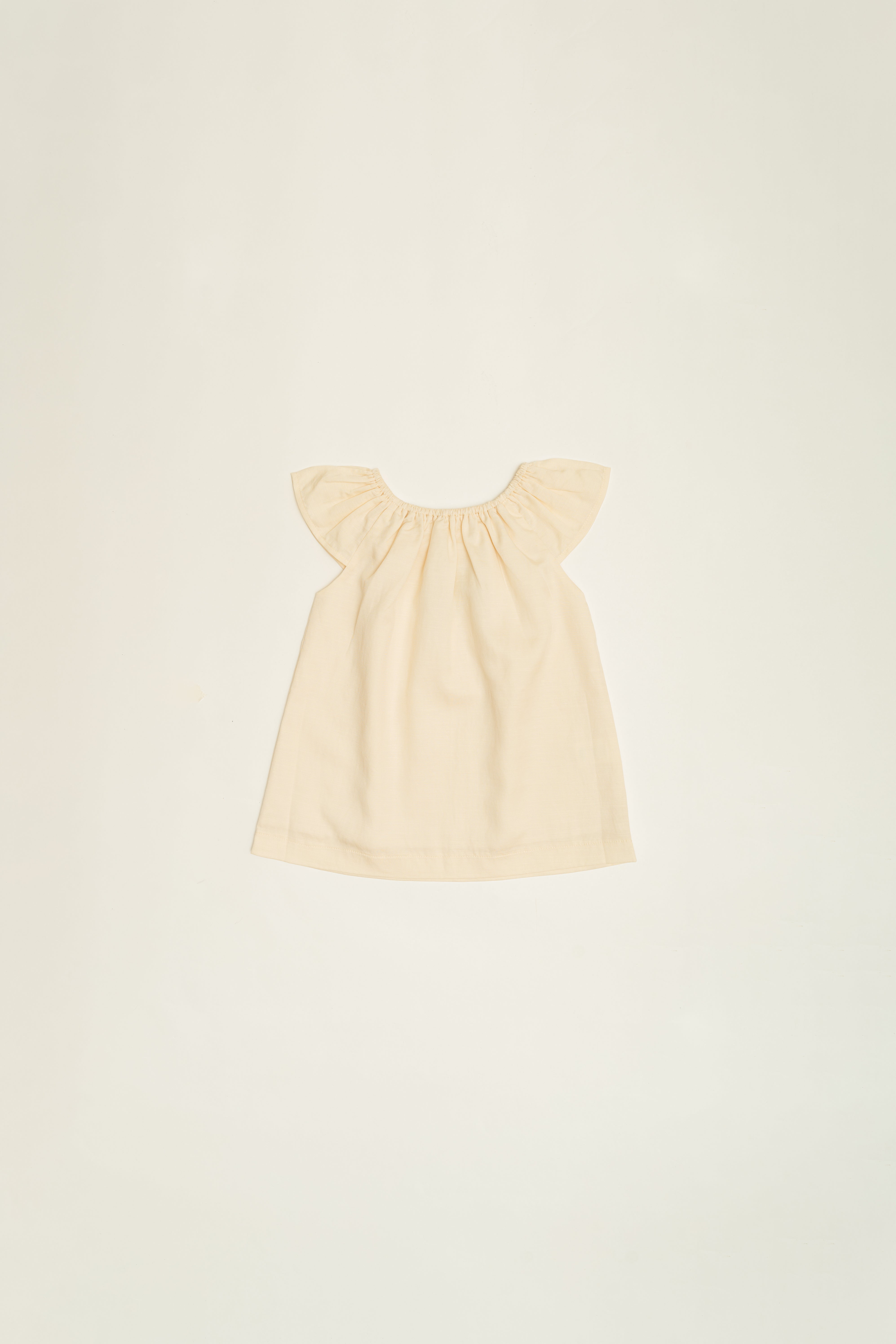 Mini Gathered Neckline Dress in Natural